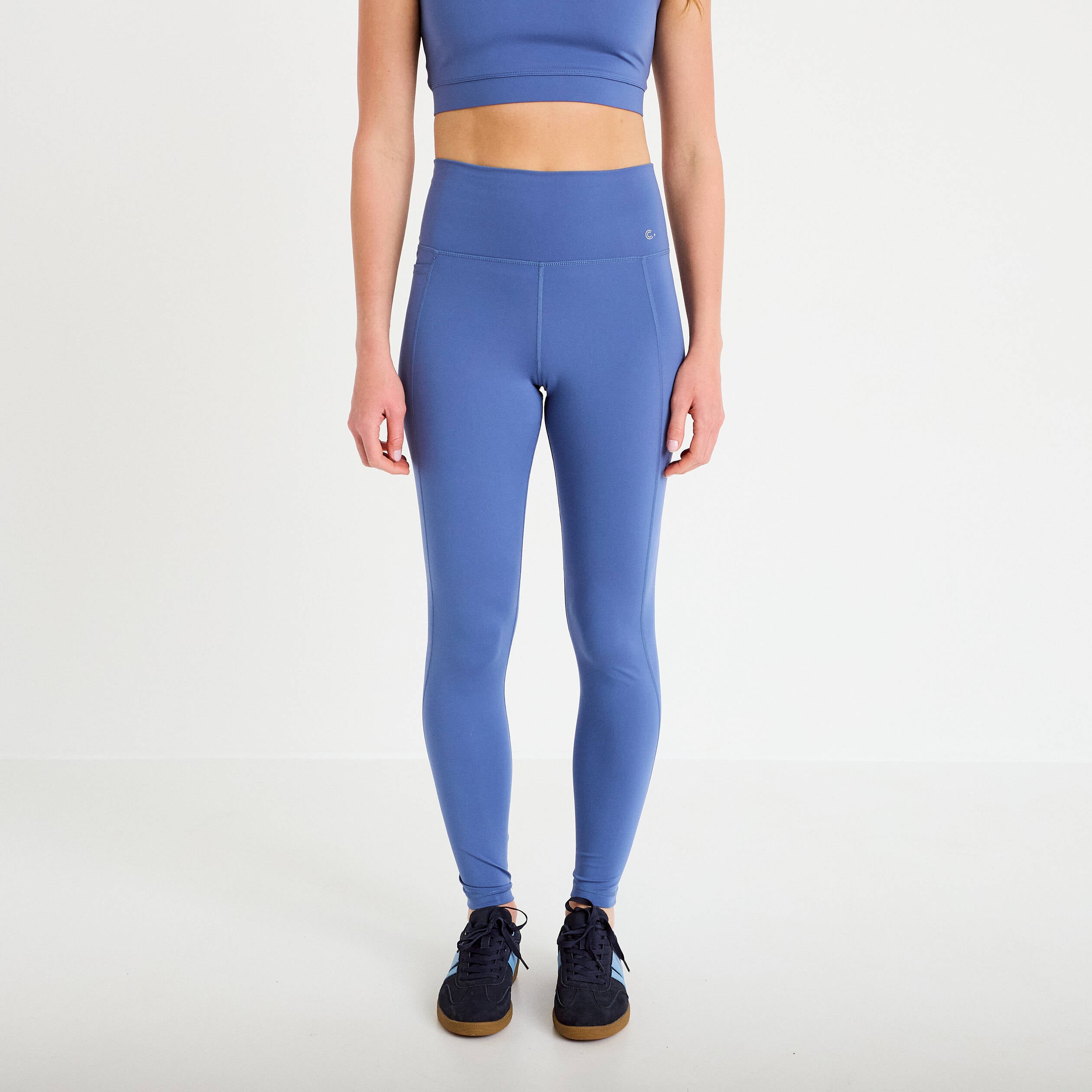 Leggings taille haute bleu fonc&eacute; femme