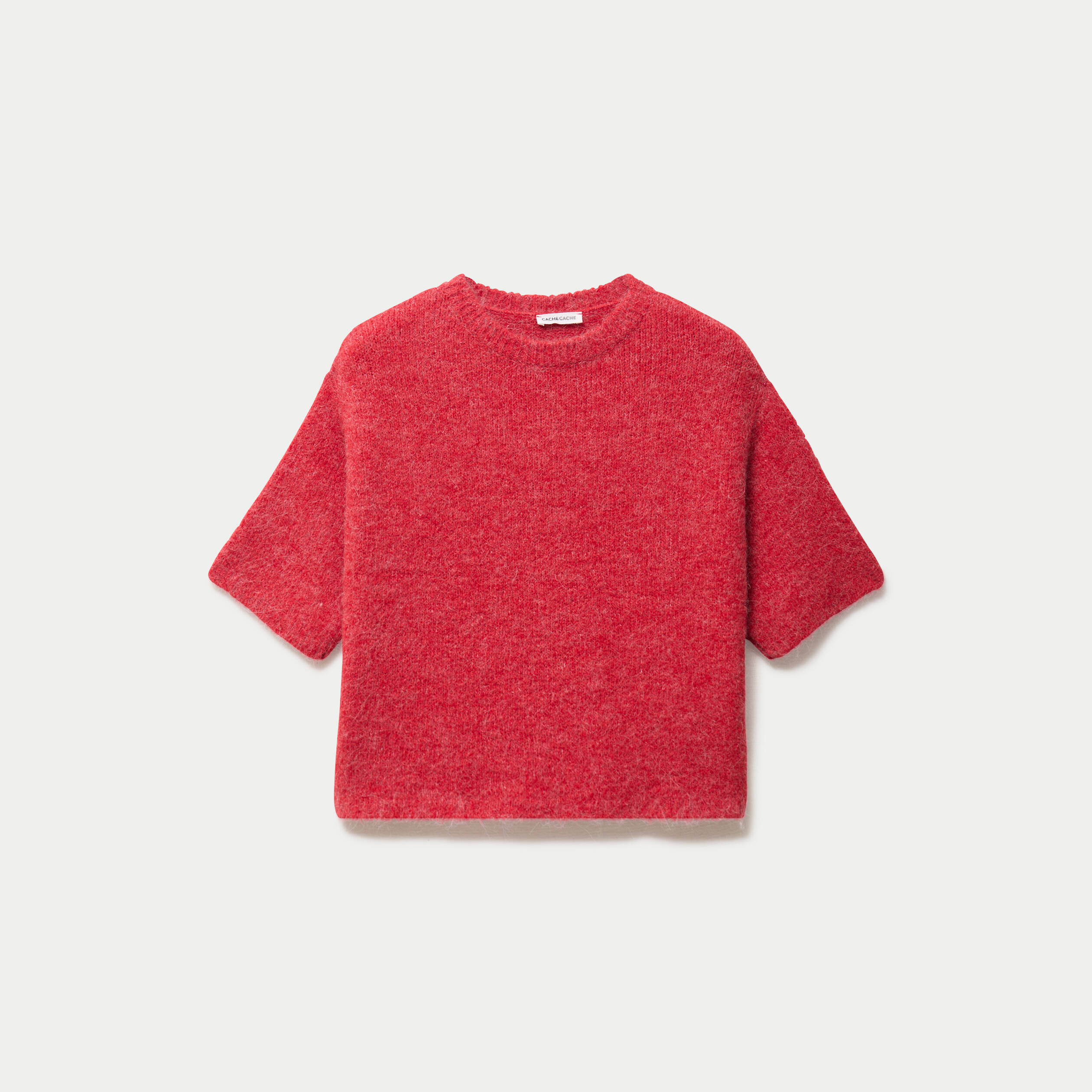 Pull manches courtes rouge femme