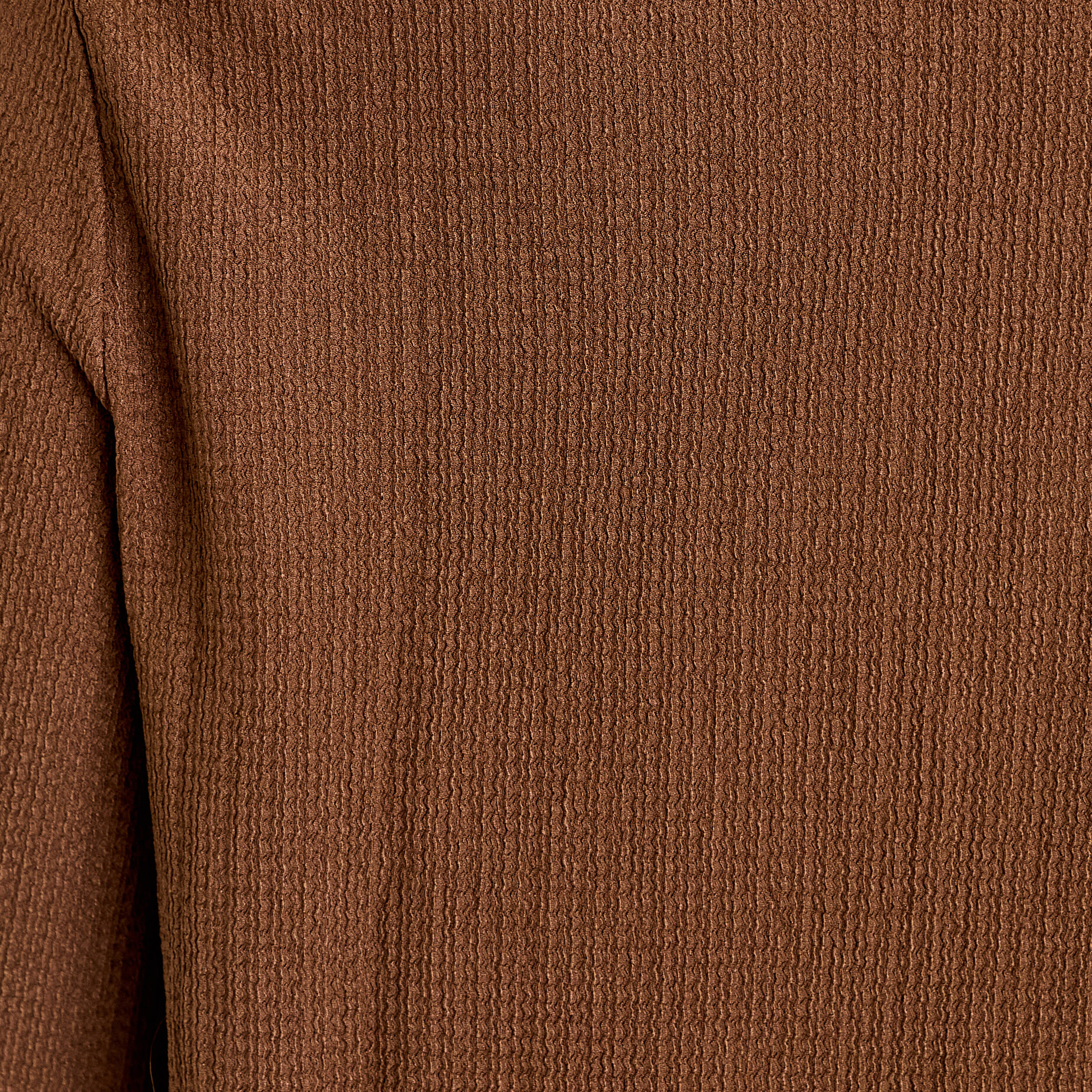 Blouse droite manches longues pliss&eacute;e marron femme