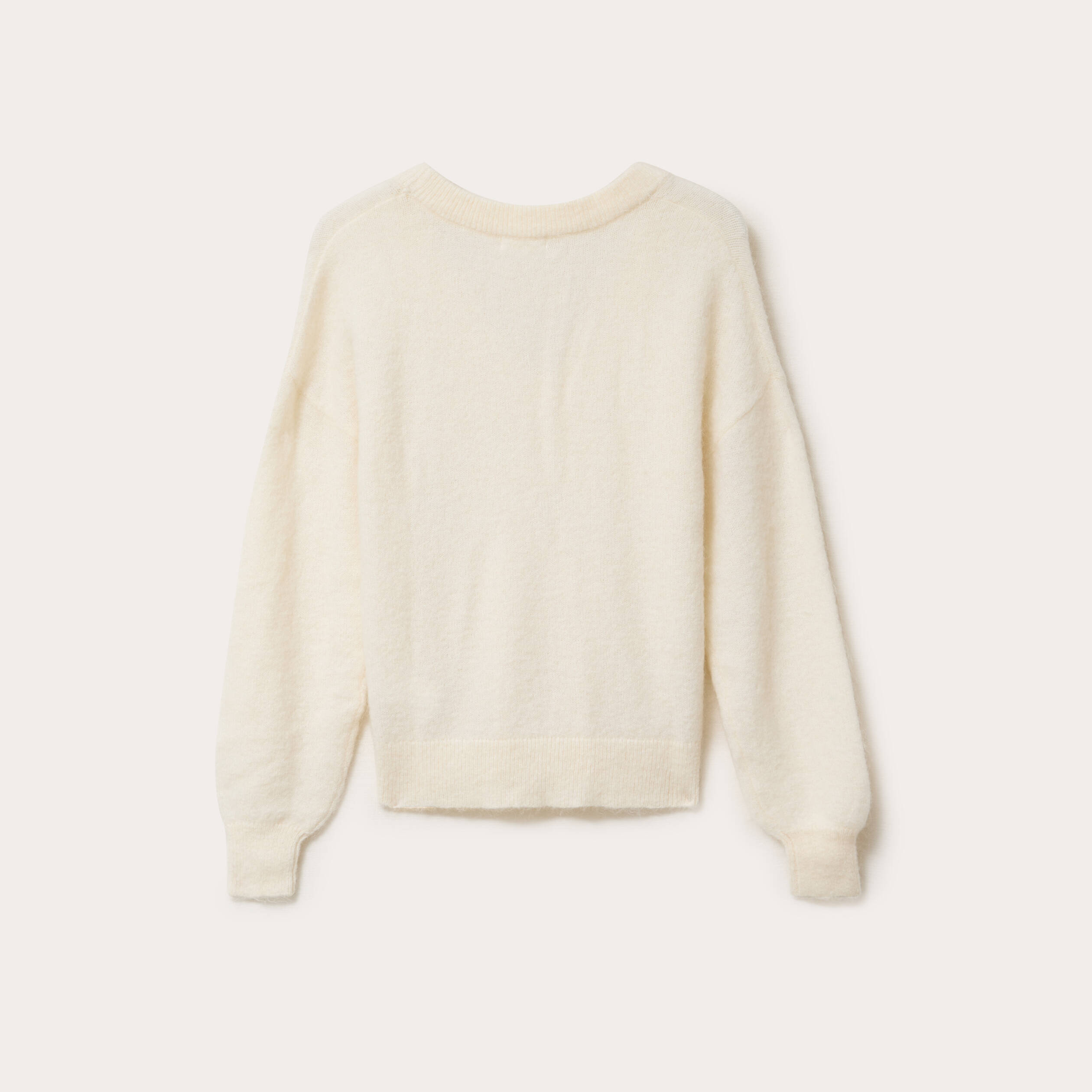 Pull duveteux ecru femme