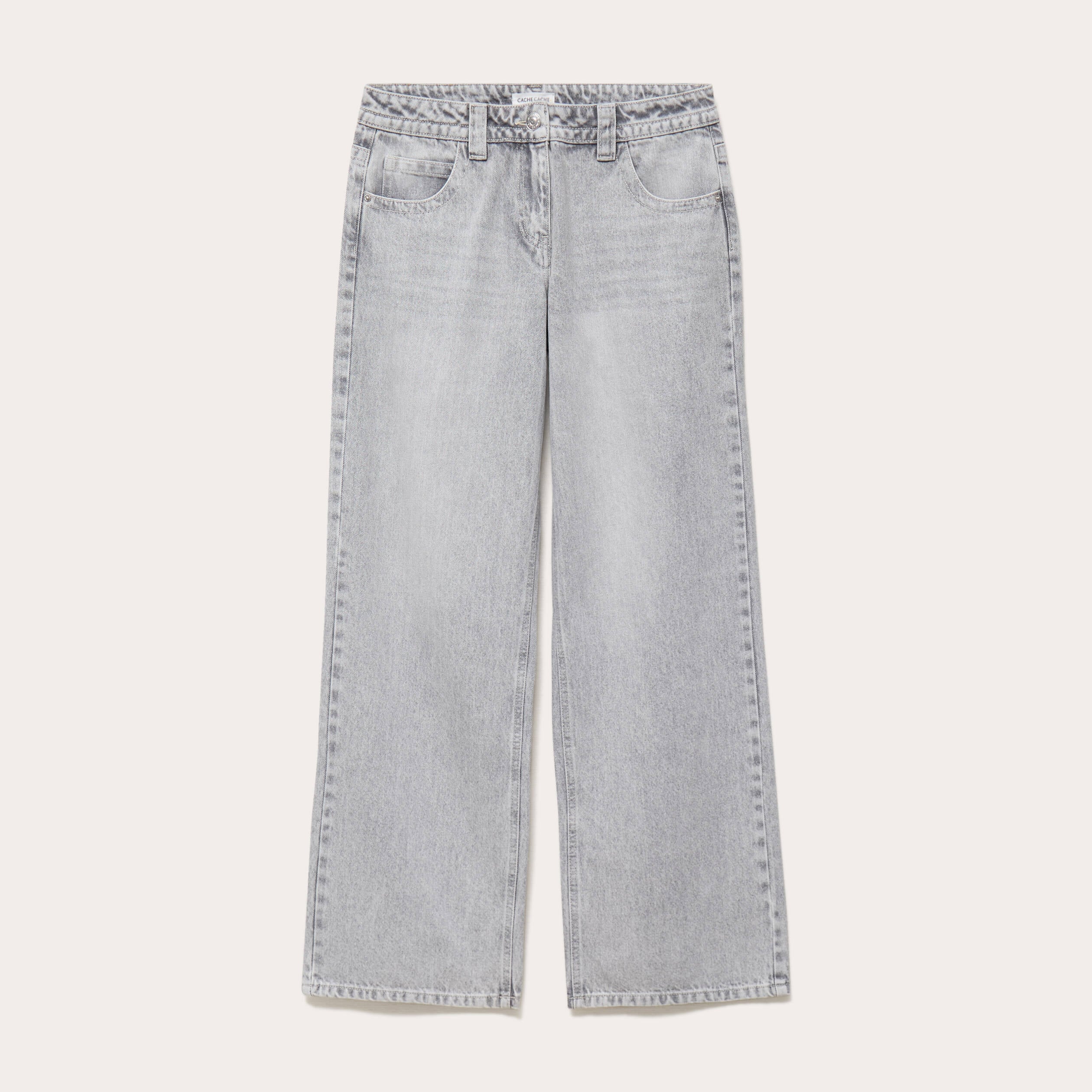 Jean droit taille basse gris femme