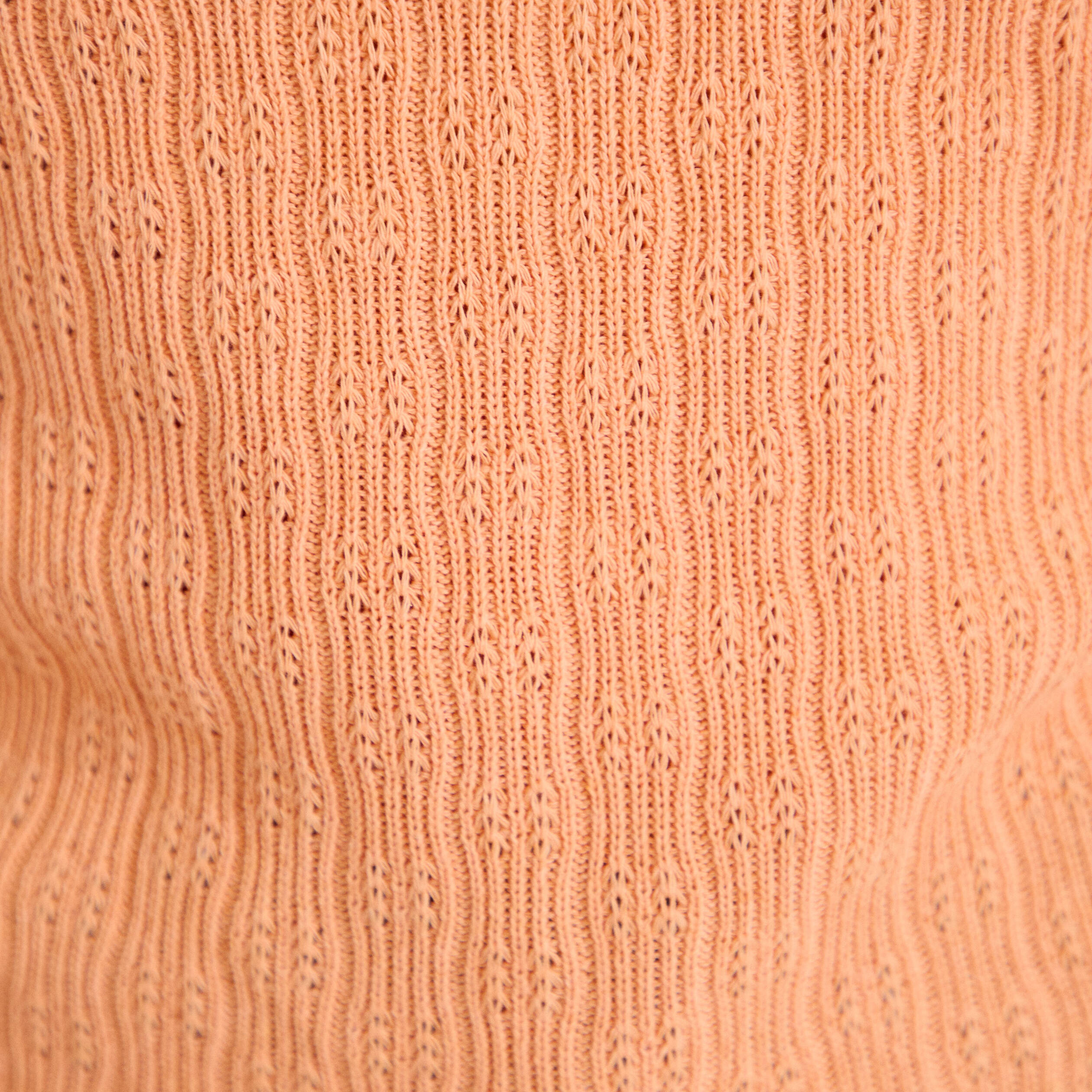 T-shirt ajour&eacute; d&eacute;tails cordons rose saumon femme