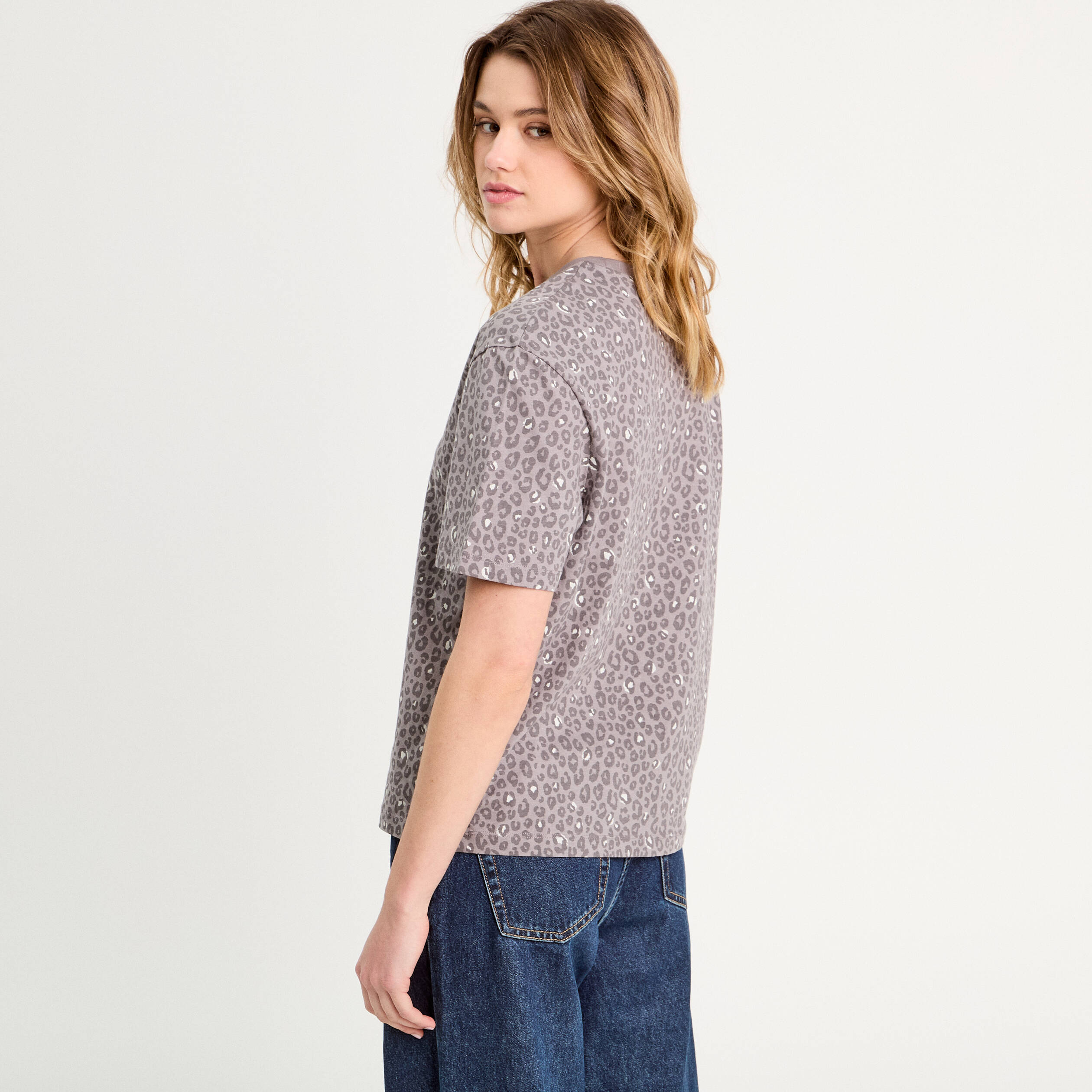 T-shirt manches courtes gris fonc&eacute; femme