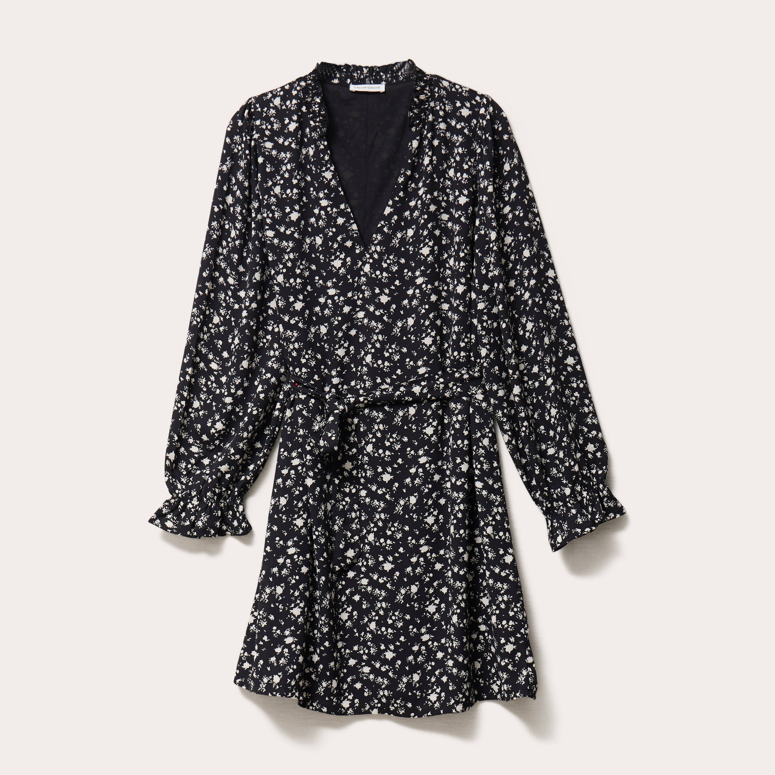 Robe droite ceintur&eacute;e blanc femme