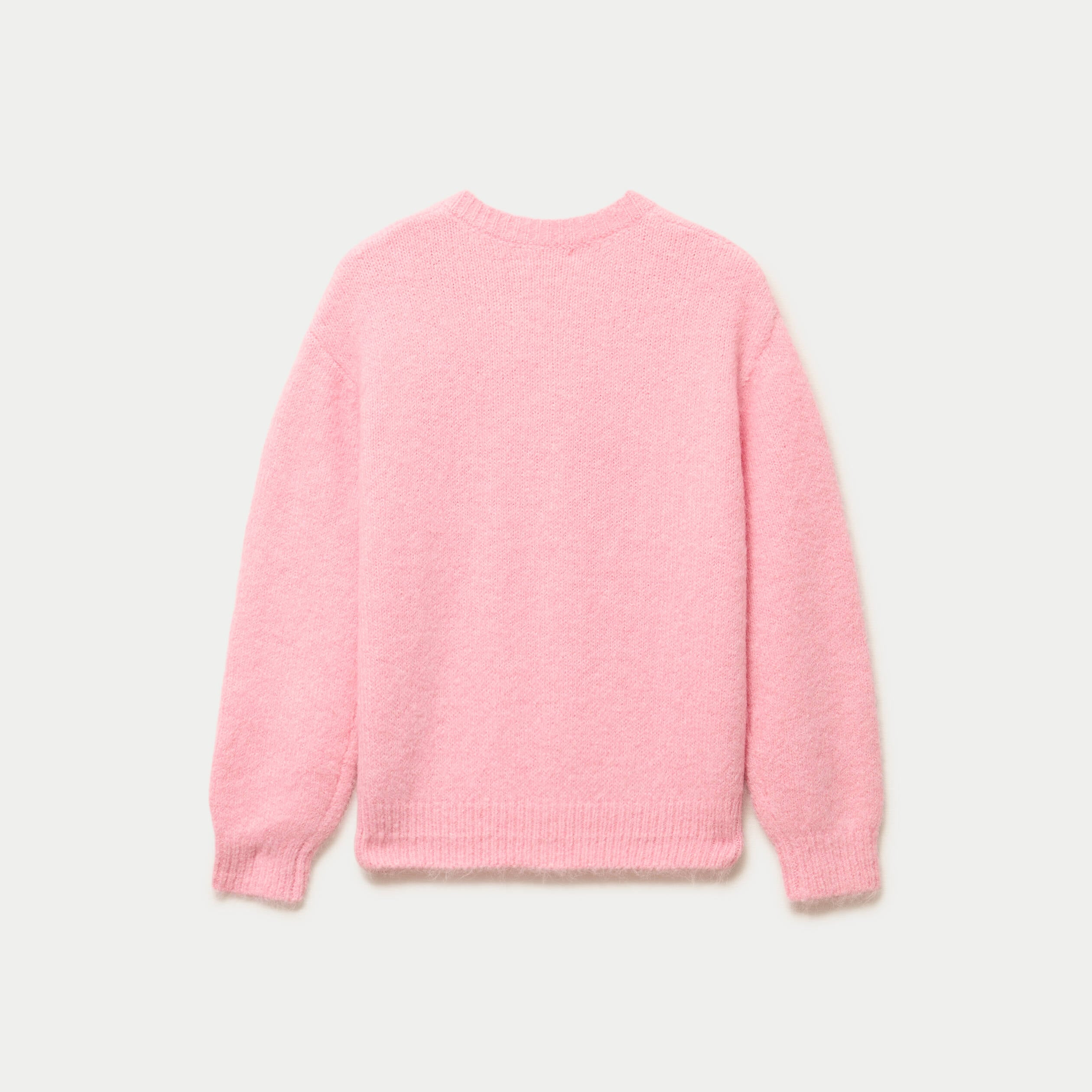 Gilet ample col rond manches longues rose femme
