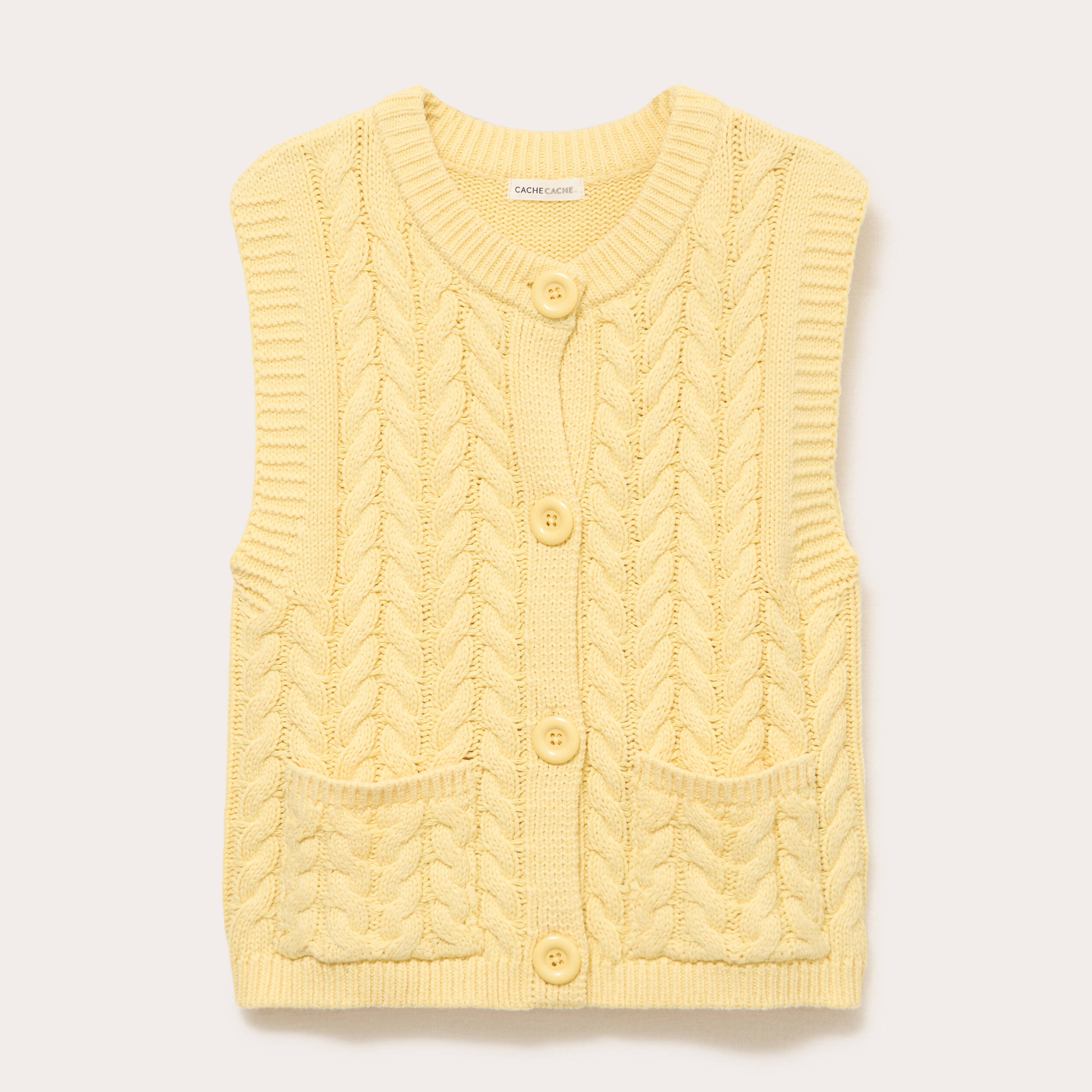 Gilet sans manches jaune clair femme