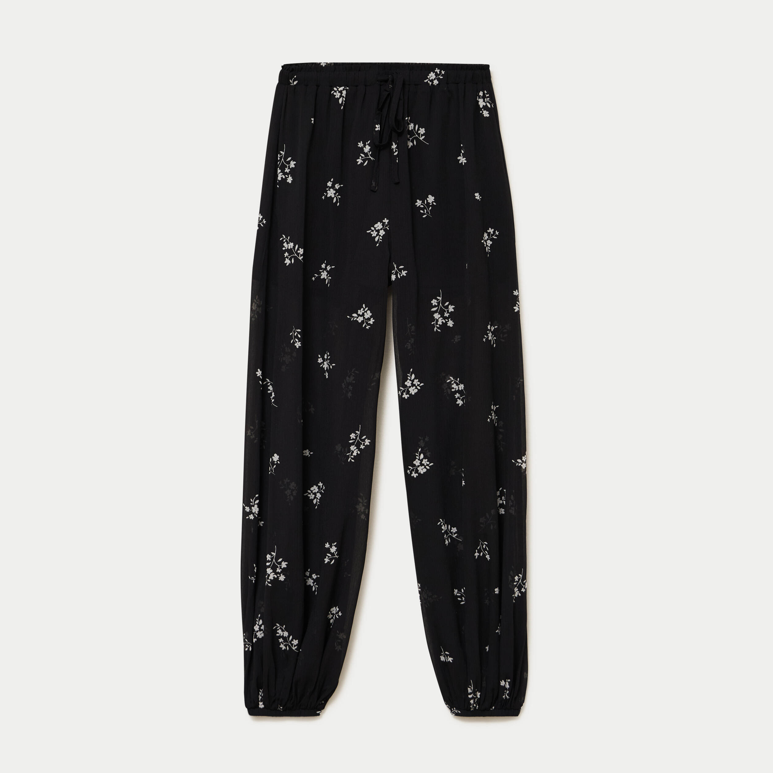 Pantalon large en voile taille standard noir femme