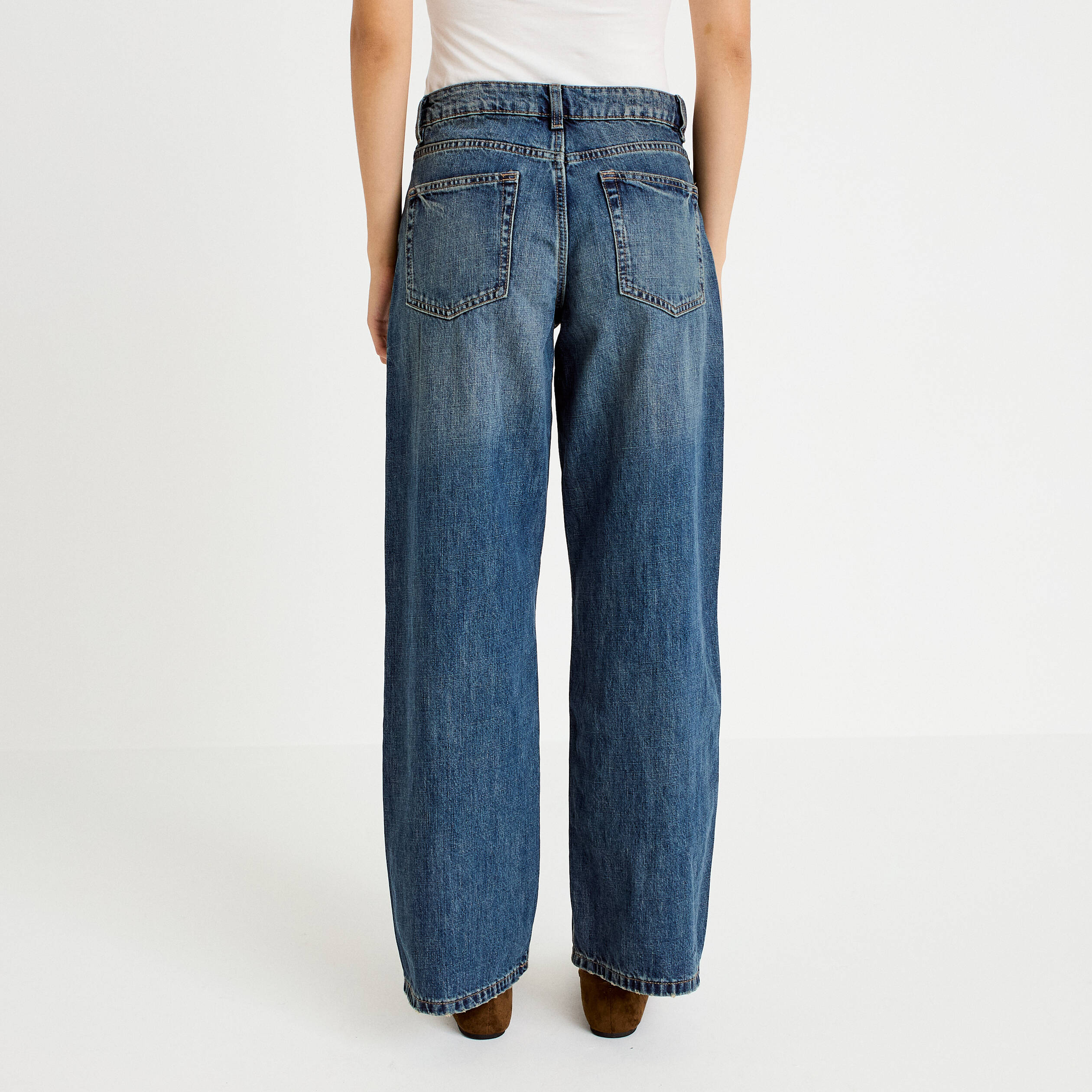 Jean wide leg taille basse denim double stone femme