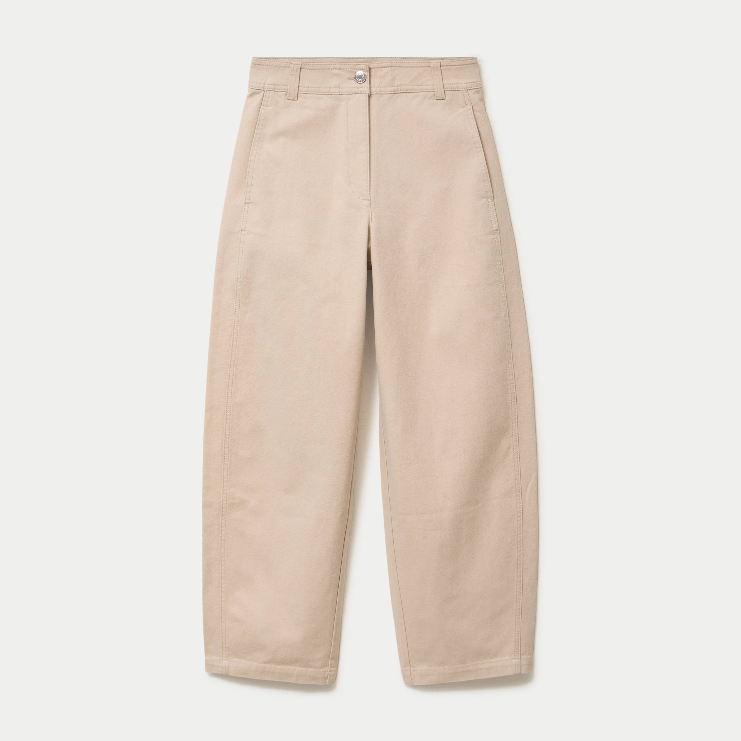 Pantalon chino coupe barrel beige femme