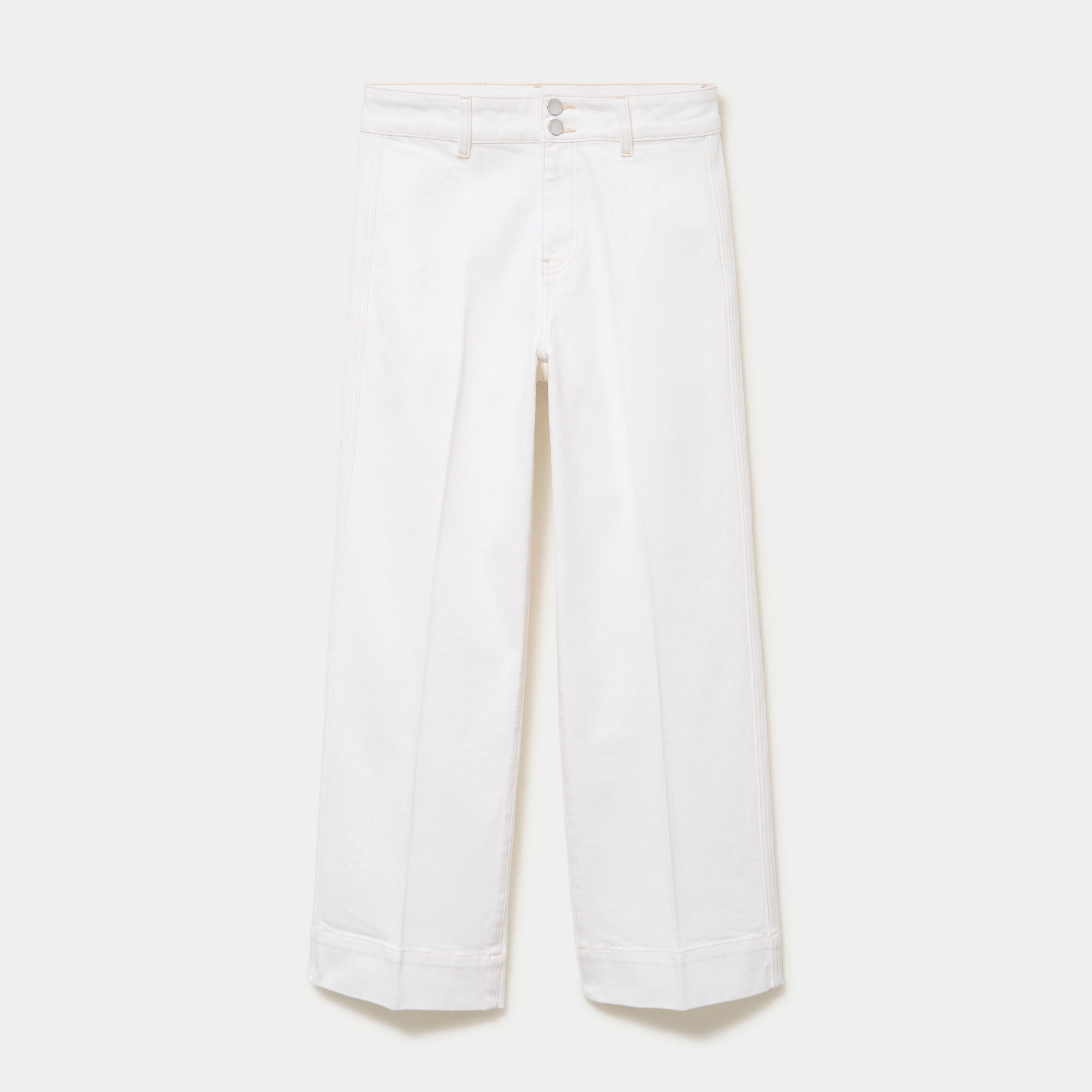 Jean wide leg taille haute denim blanc femme