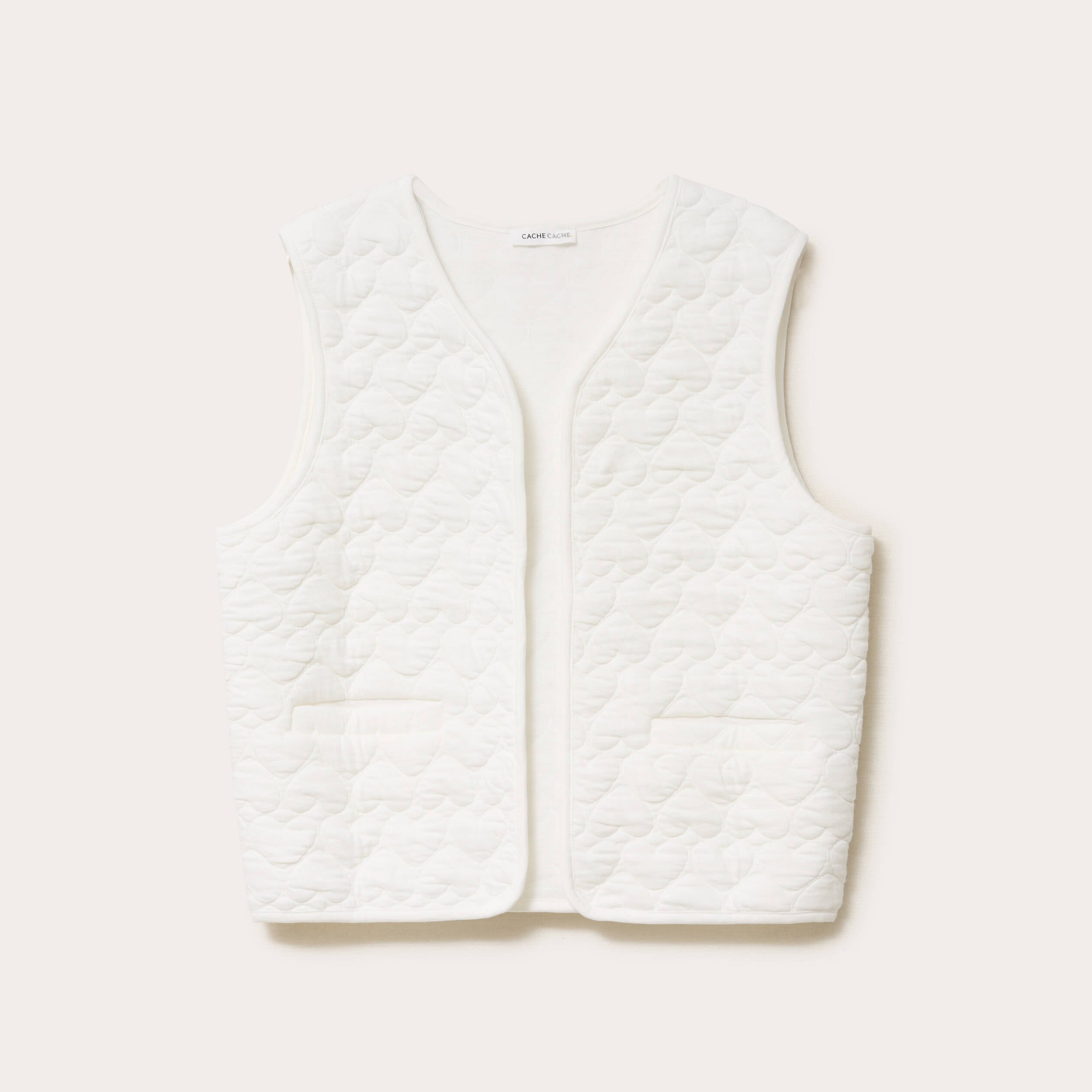 Gilet matelass&eacute; sans manches ecru femme