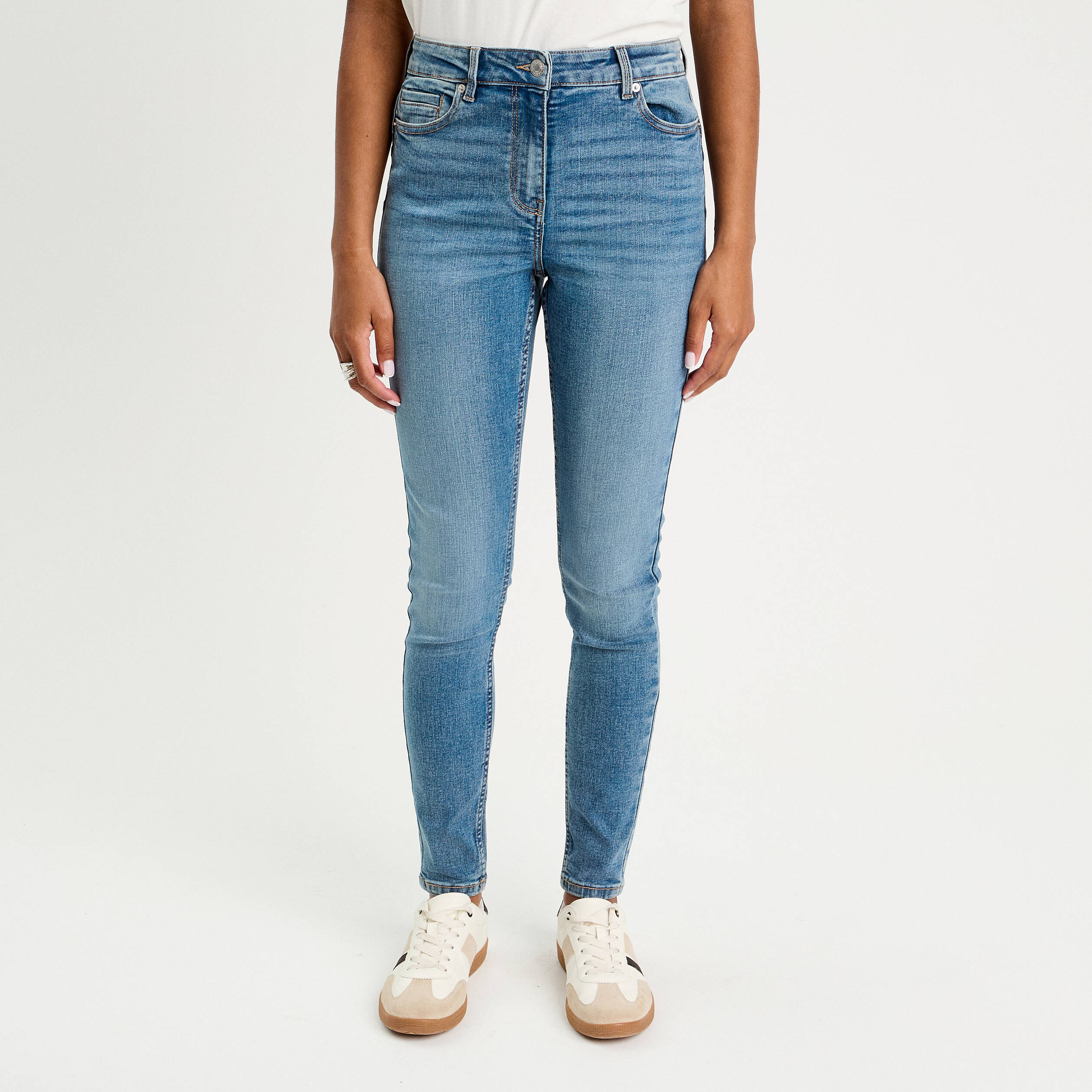 Jean skinny push-up taille standard denim double stone femme