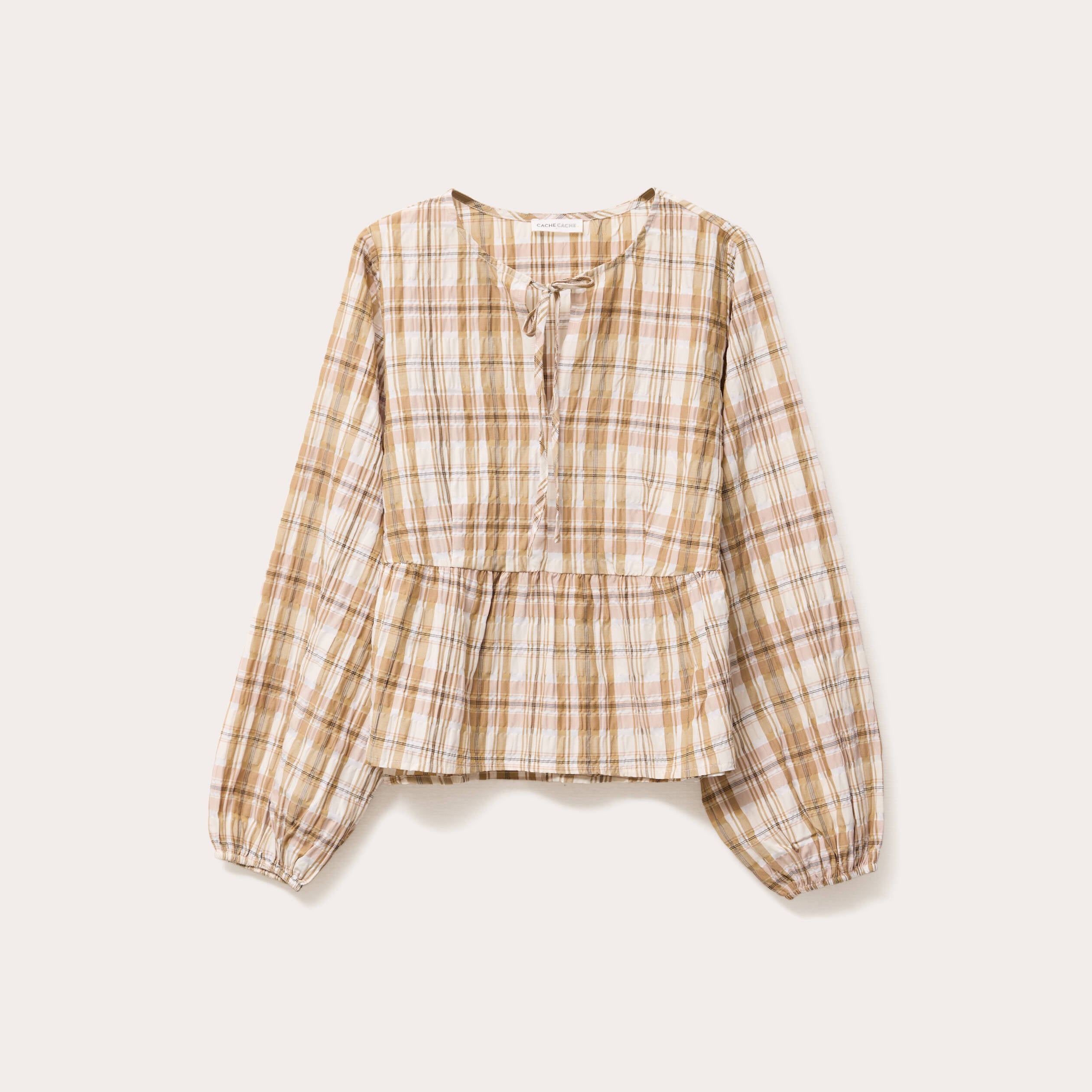Blouse manches longues camel femme