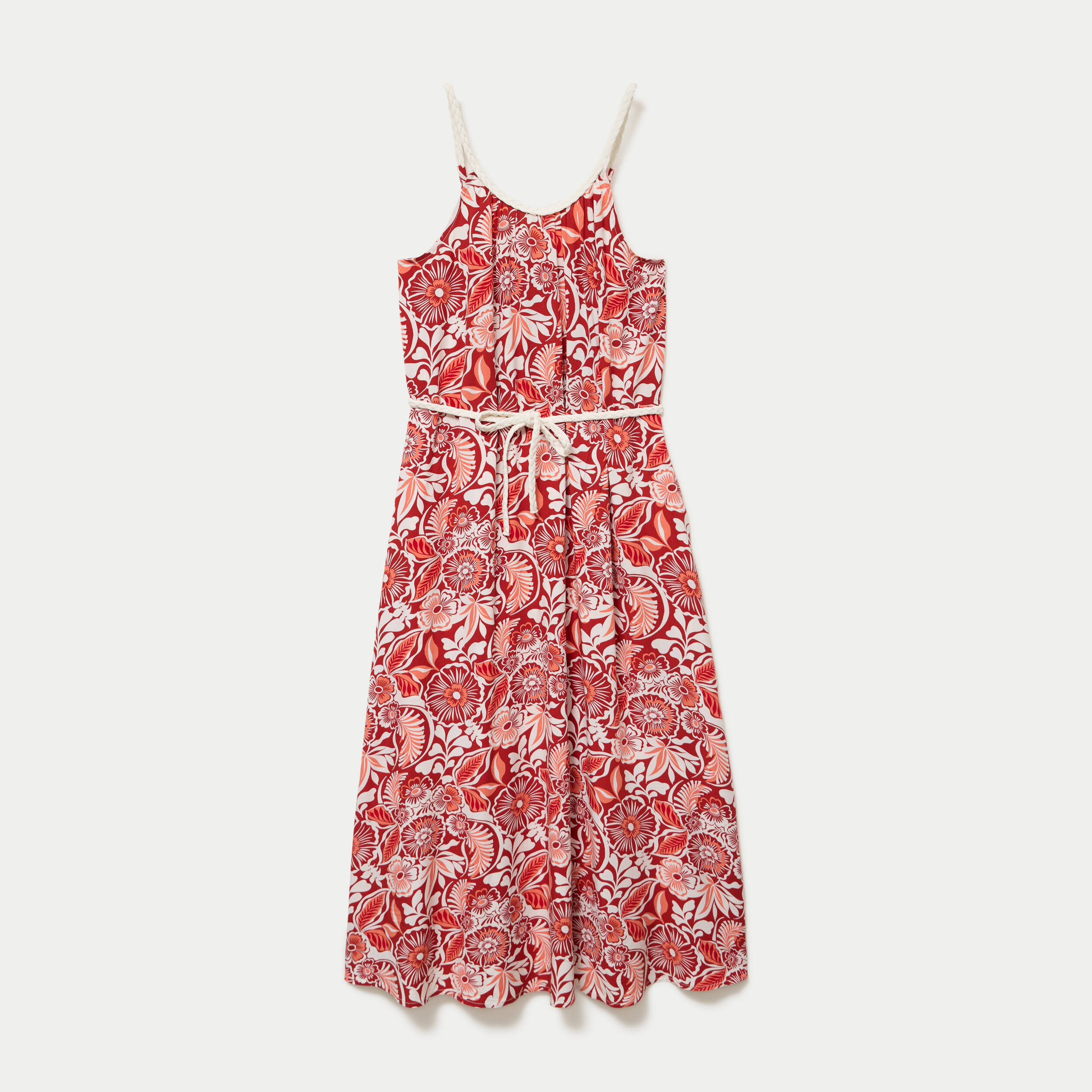 Robe longue &eacute;vas&eacute;e bretelles fines rouge femme