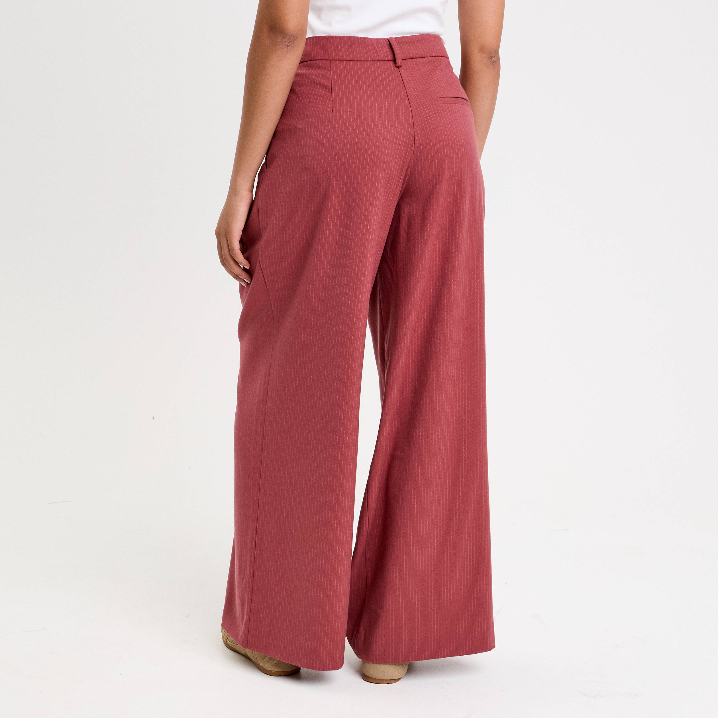 Pantalon large rouge fonc&eacute; femme