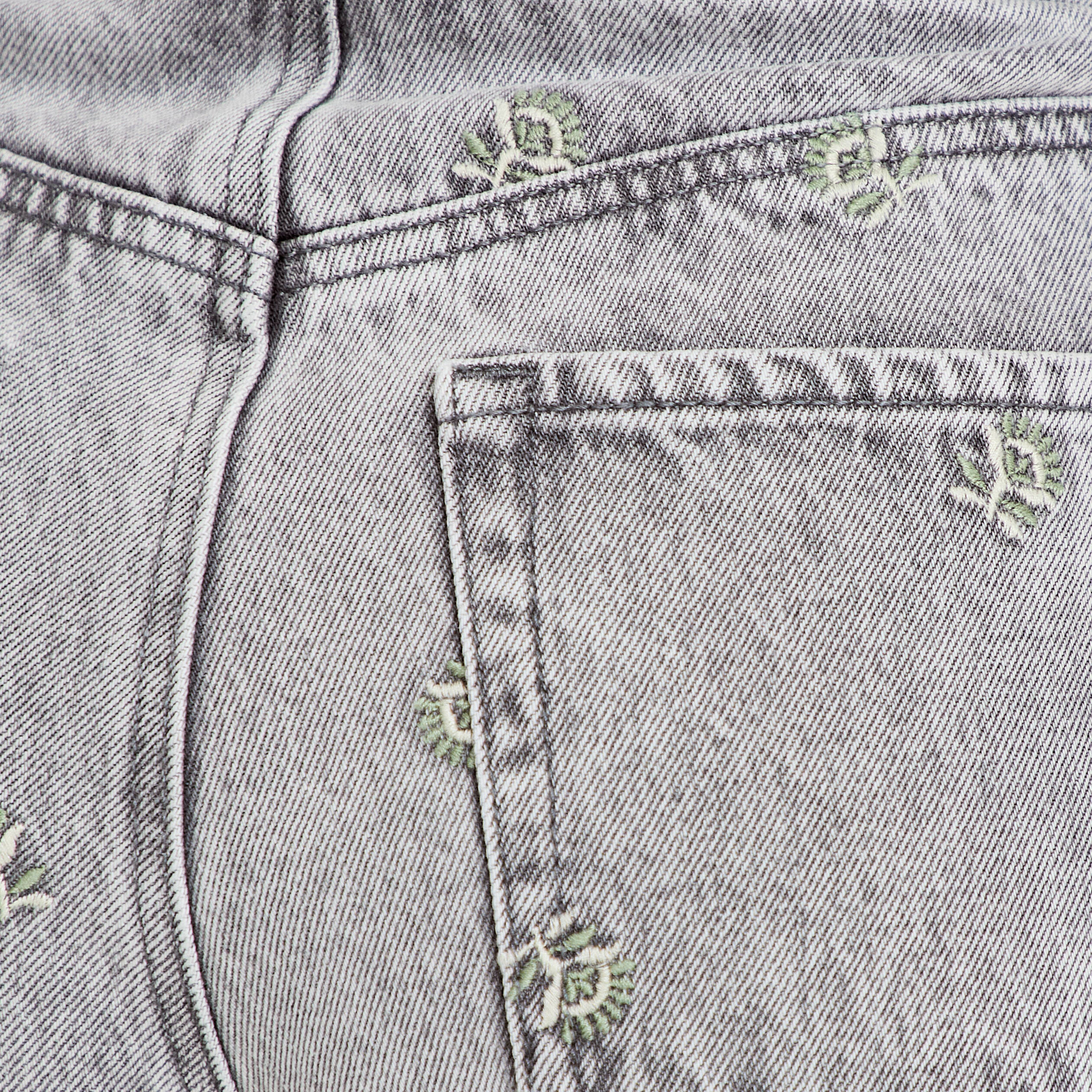 Jupe-short trap&egrave;ze courte taille haute denim gris femme