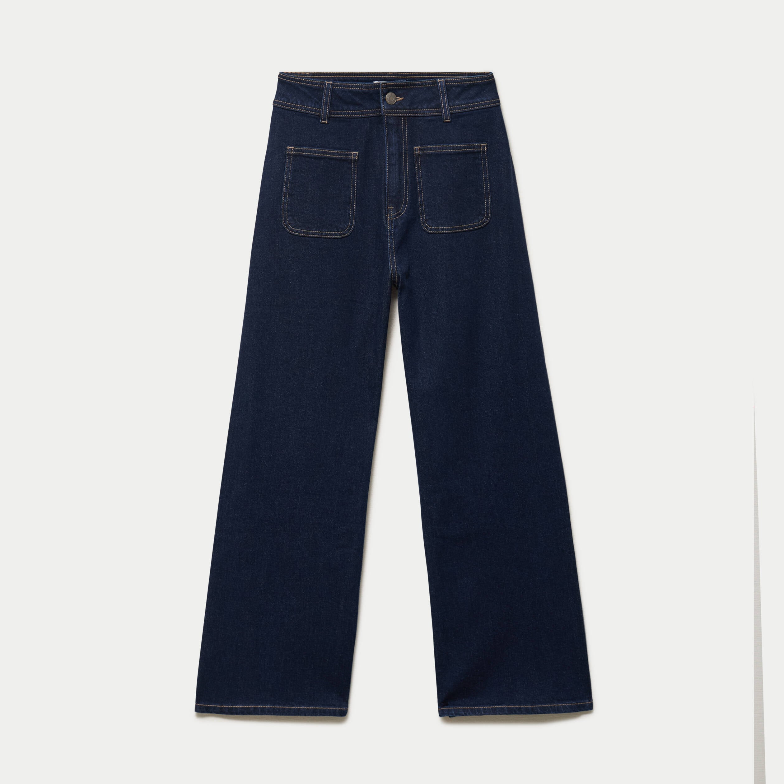 Jean wide leg cropped taille haute denim brut femme