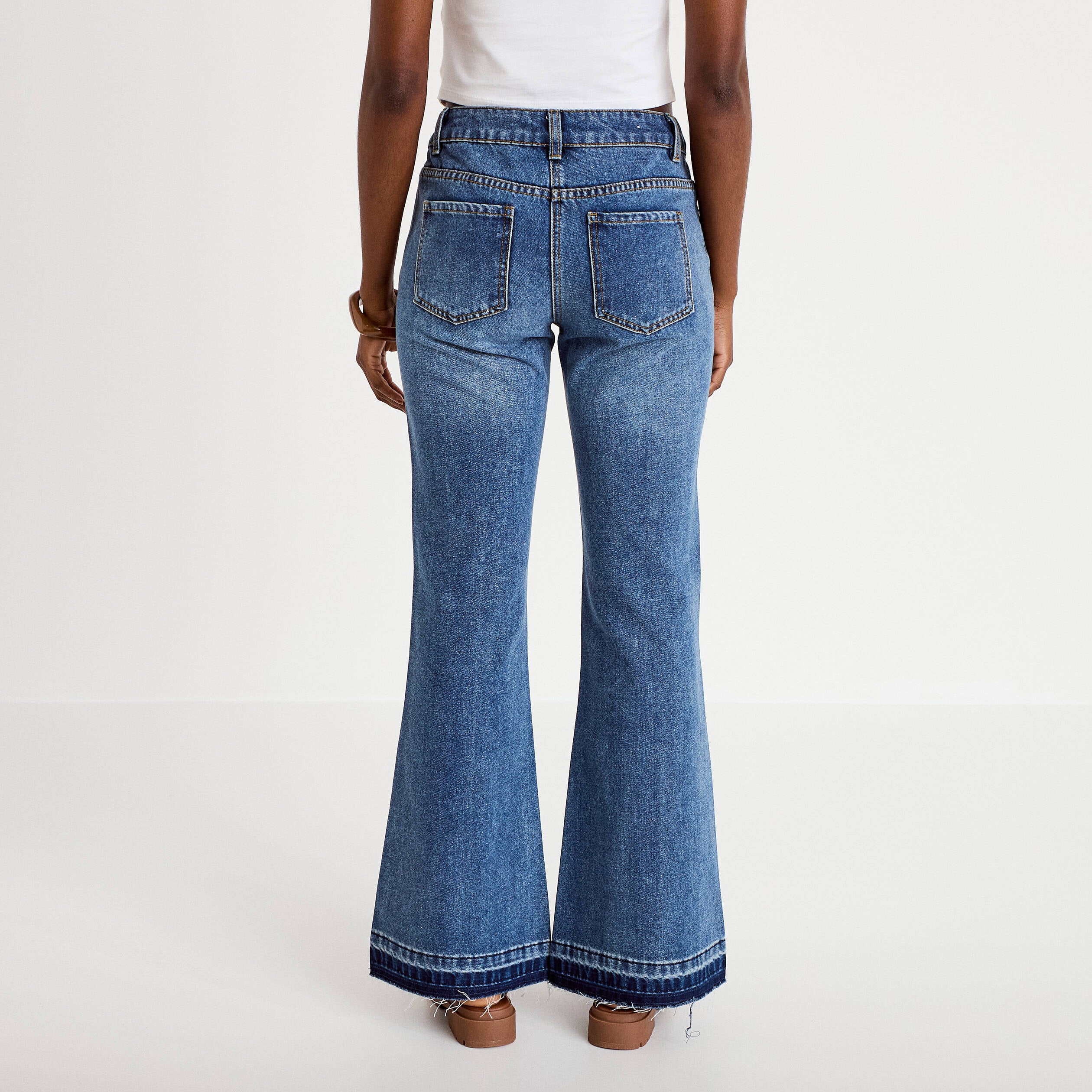 Jean bootcut taille standard denim stone femme