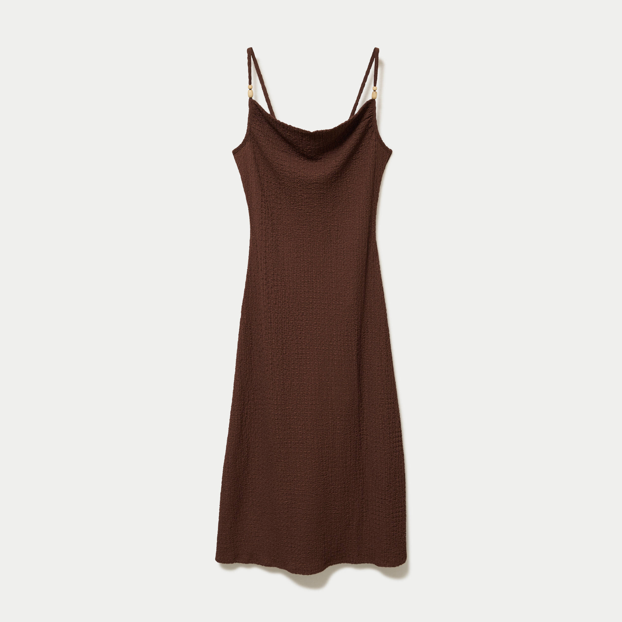 Robe longue droite en maille marron femme