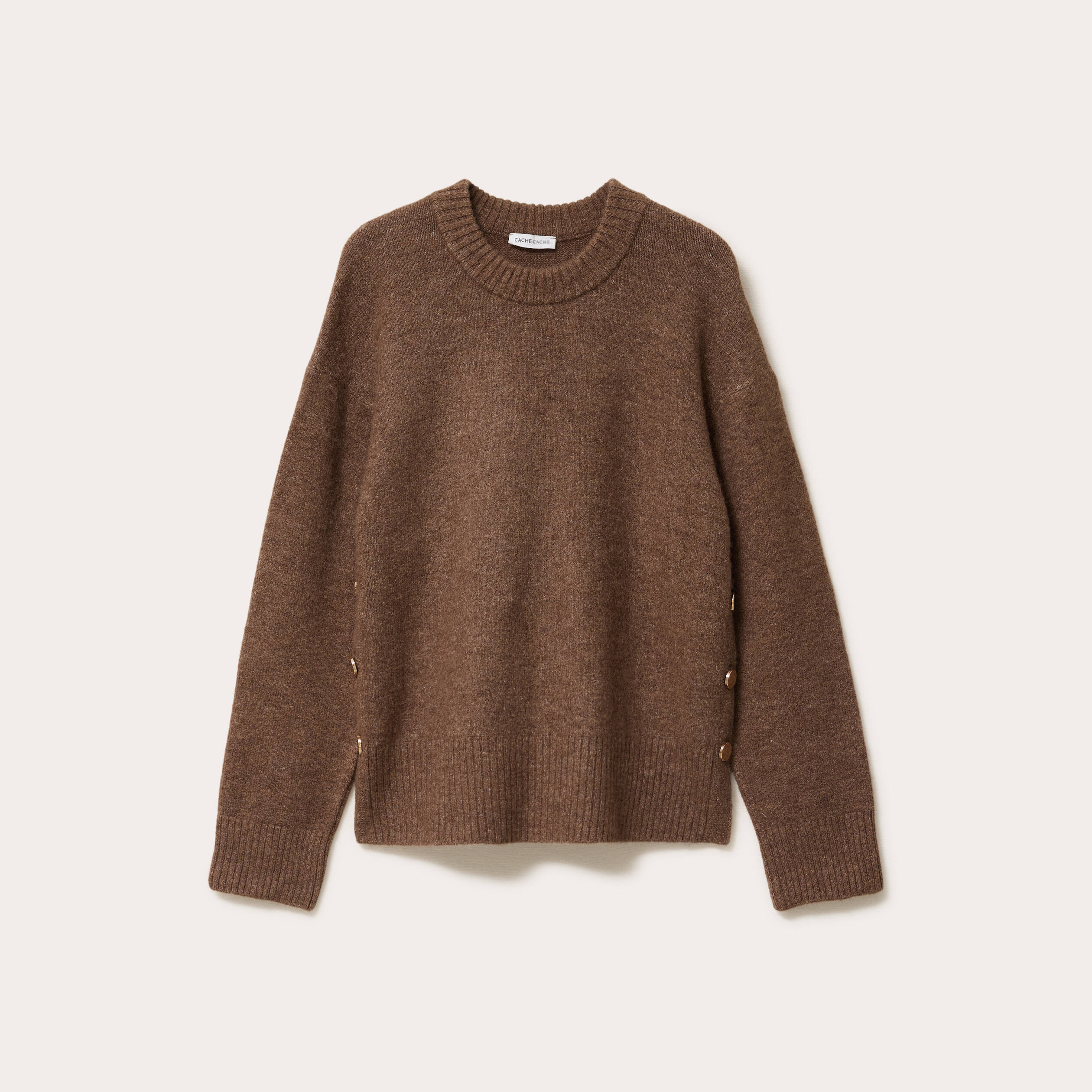 Pull manches longues marron clair femme