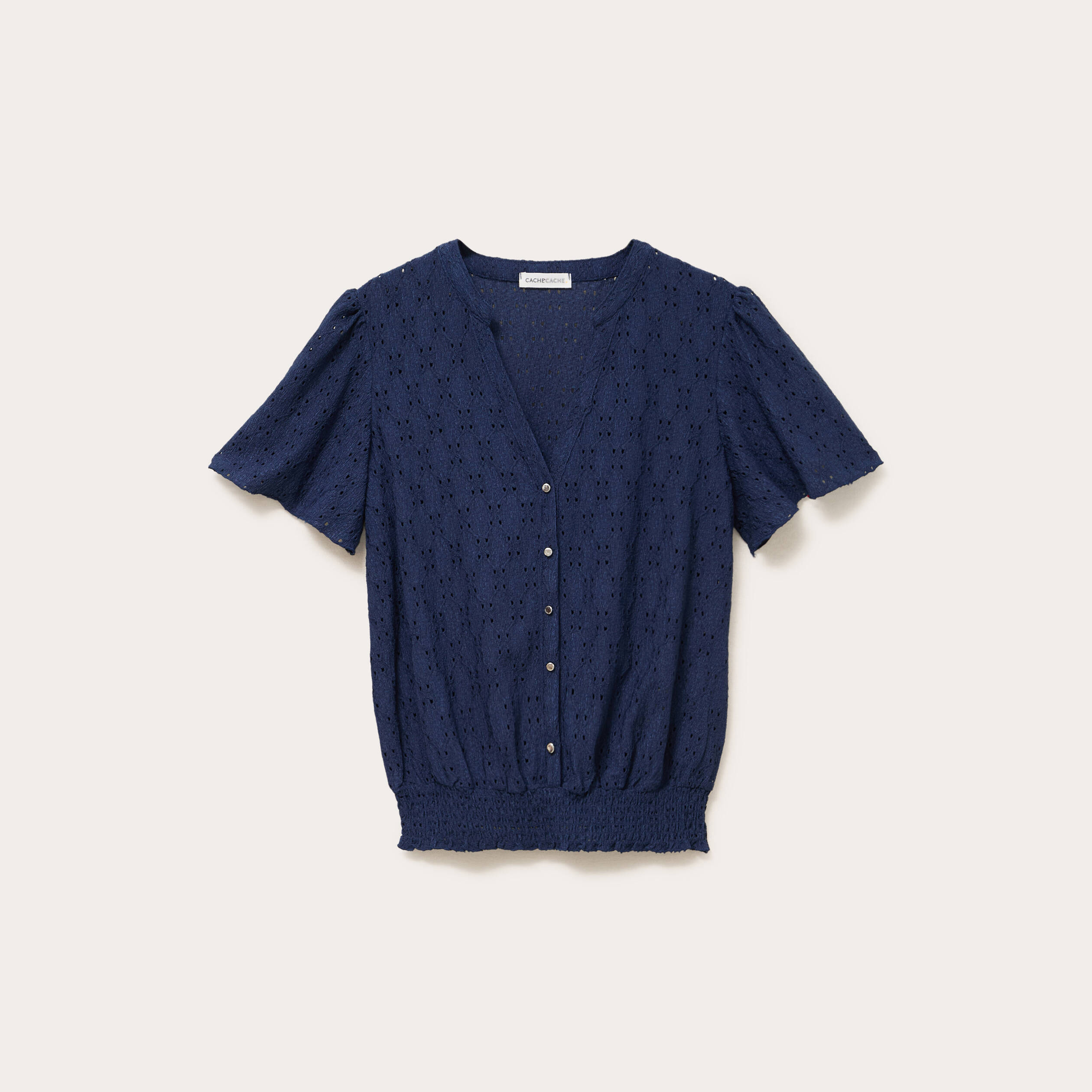 T-shirt manches courtes bleu fonc&eacute; femme