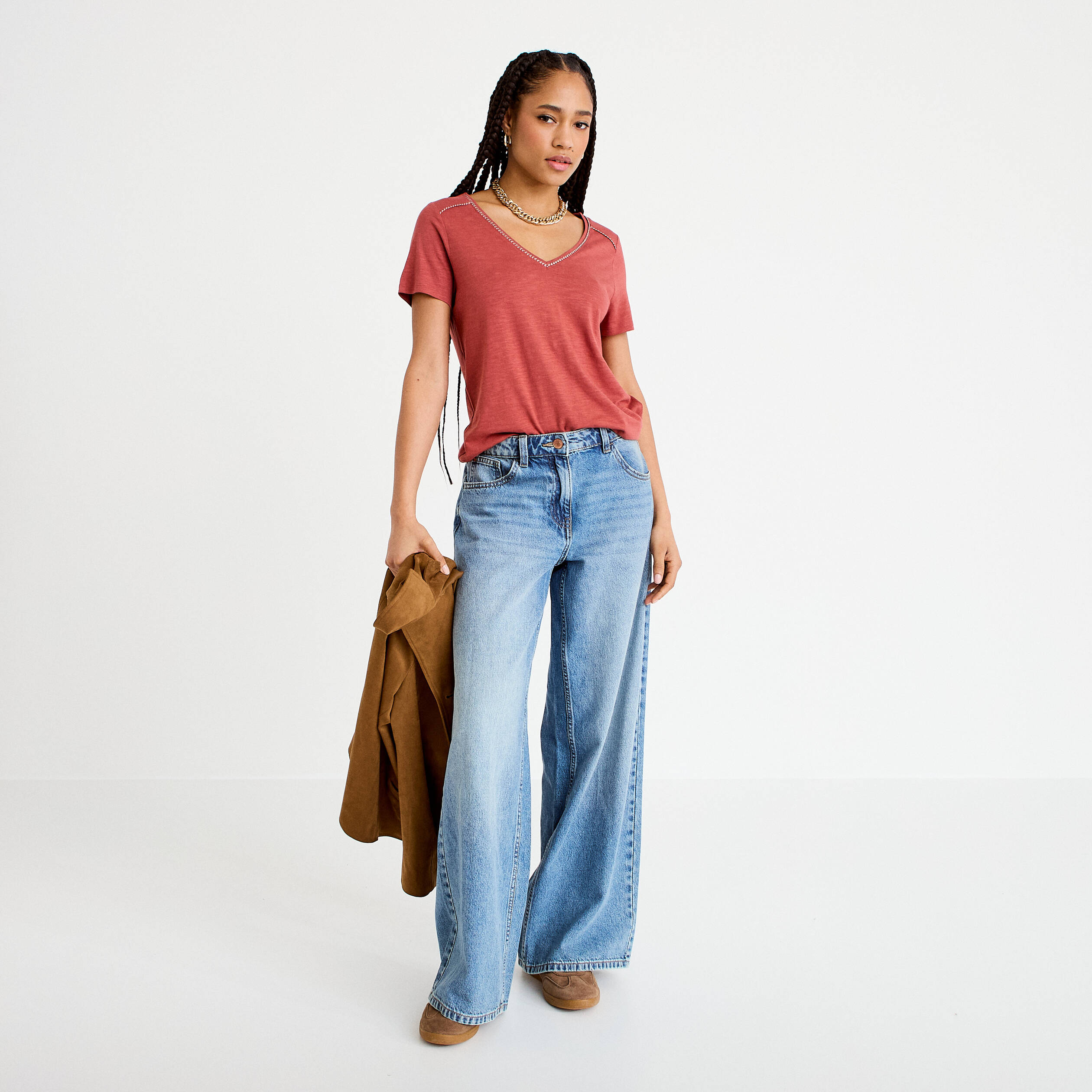 T-shirt manches courtes vieux rose femme