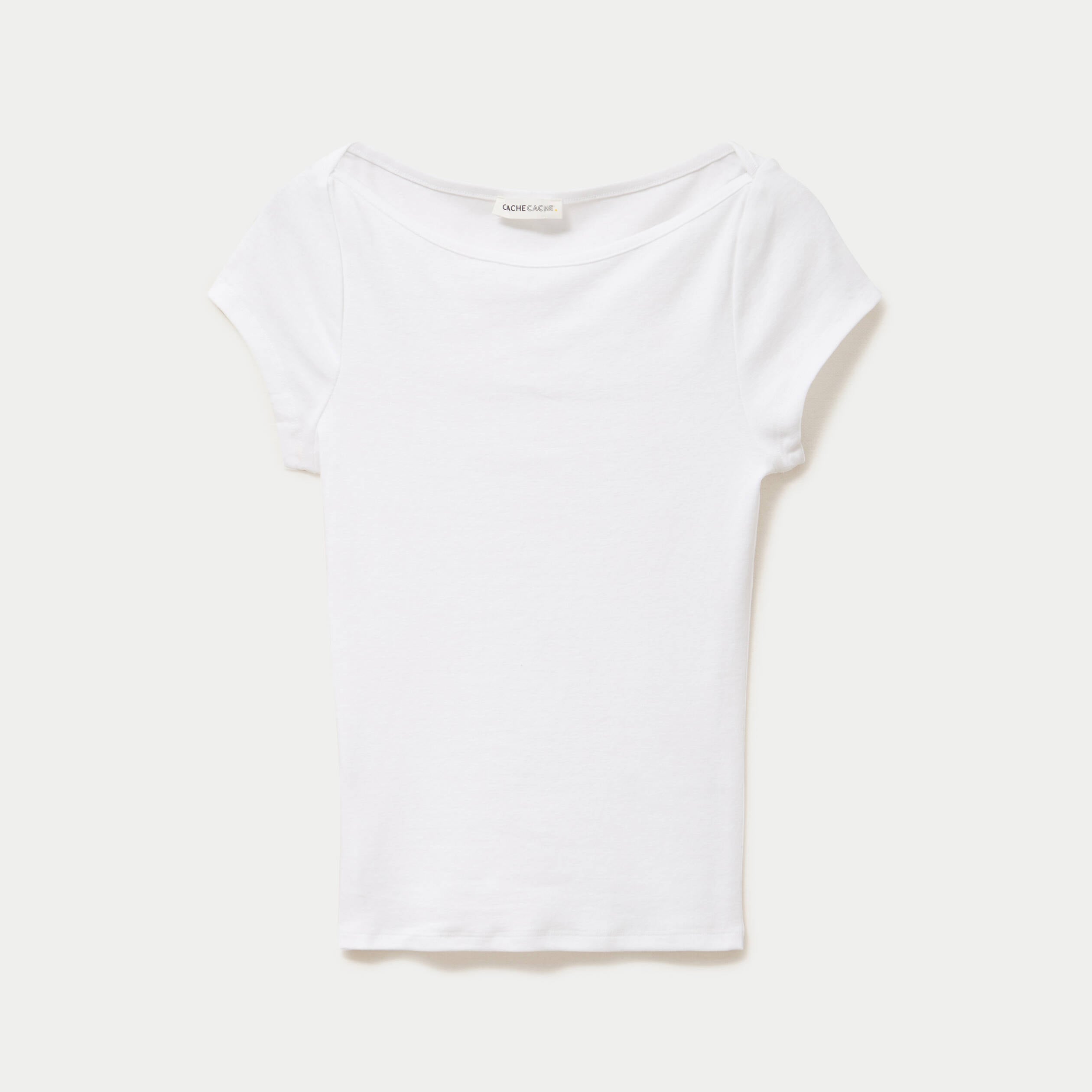 T-shirt ajust&eacute; manches courtes blanc femme