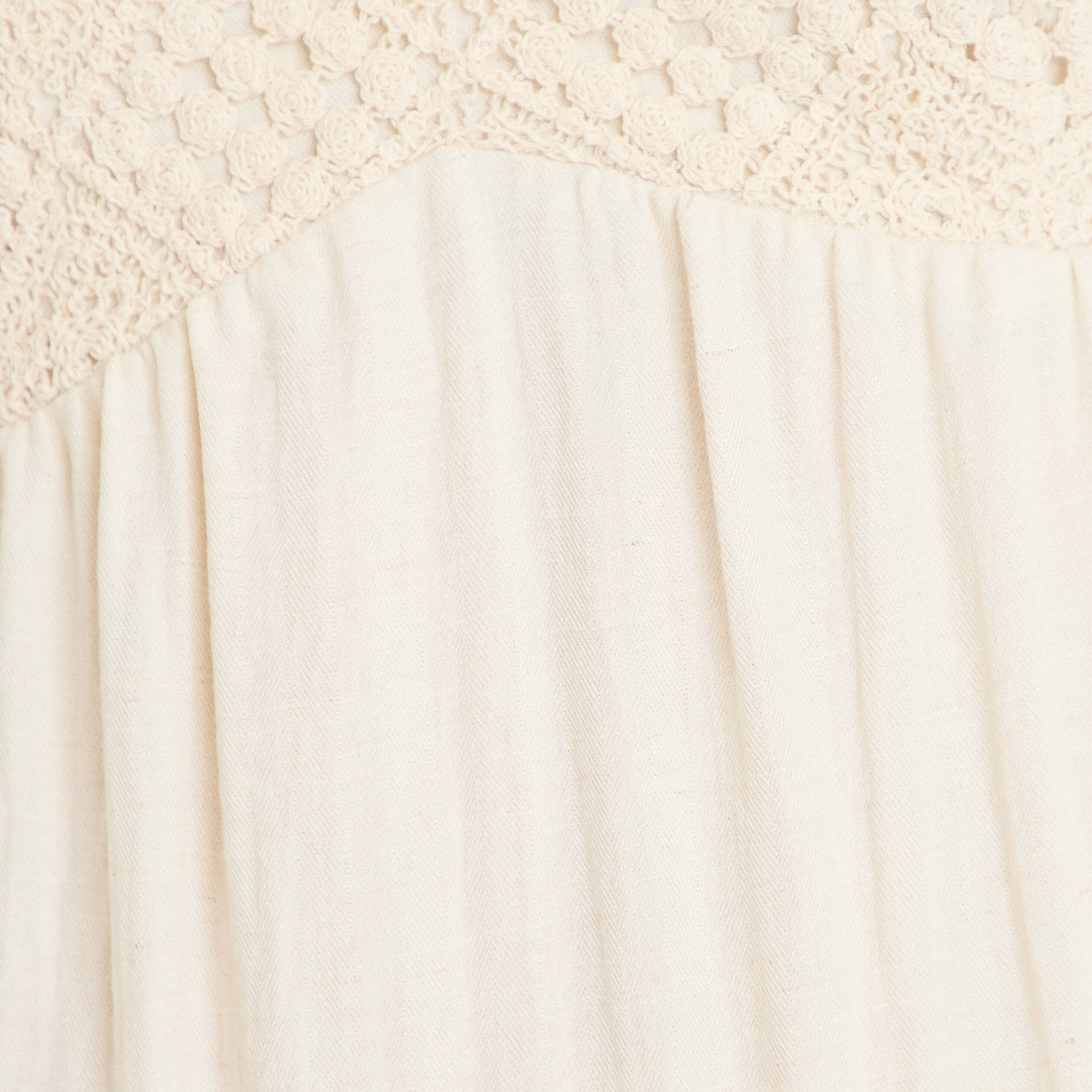 Robe bi-mati&egrave;re col v bretelles fines ecru femme