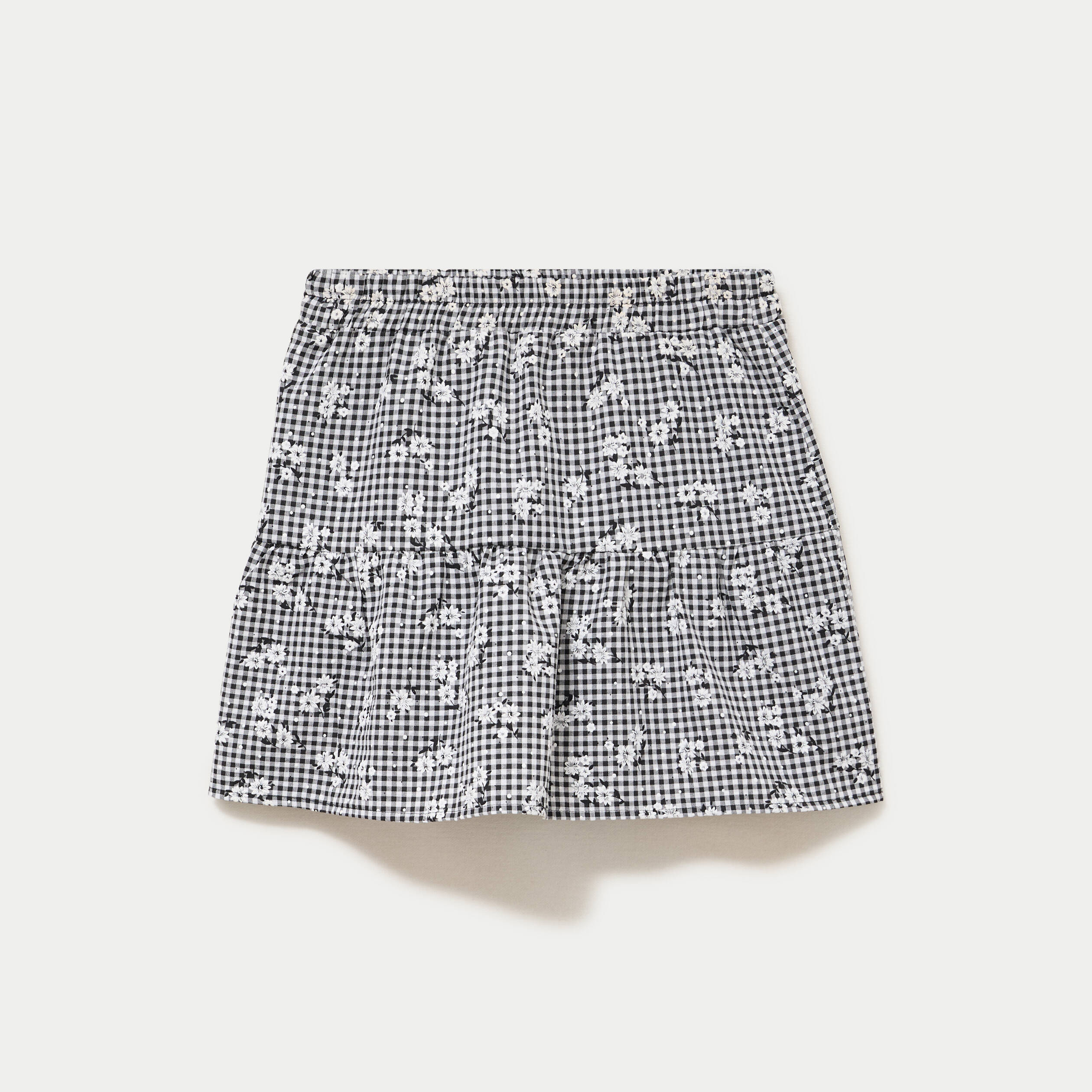 Jupe-short vichy broderie noir femme