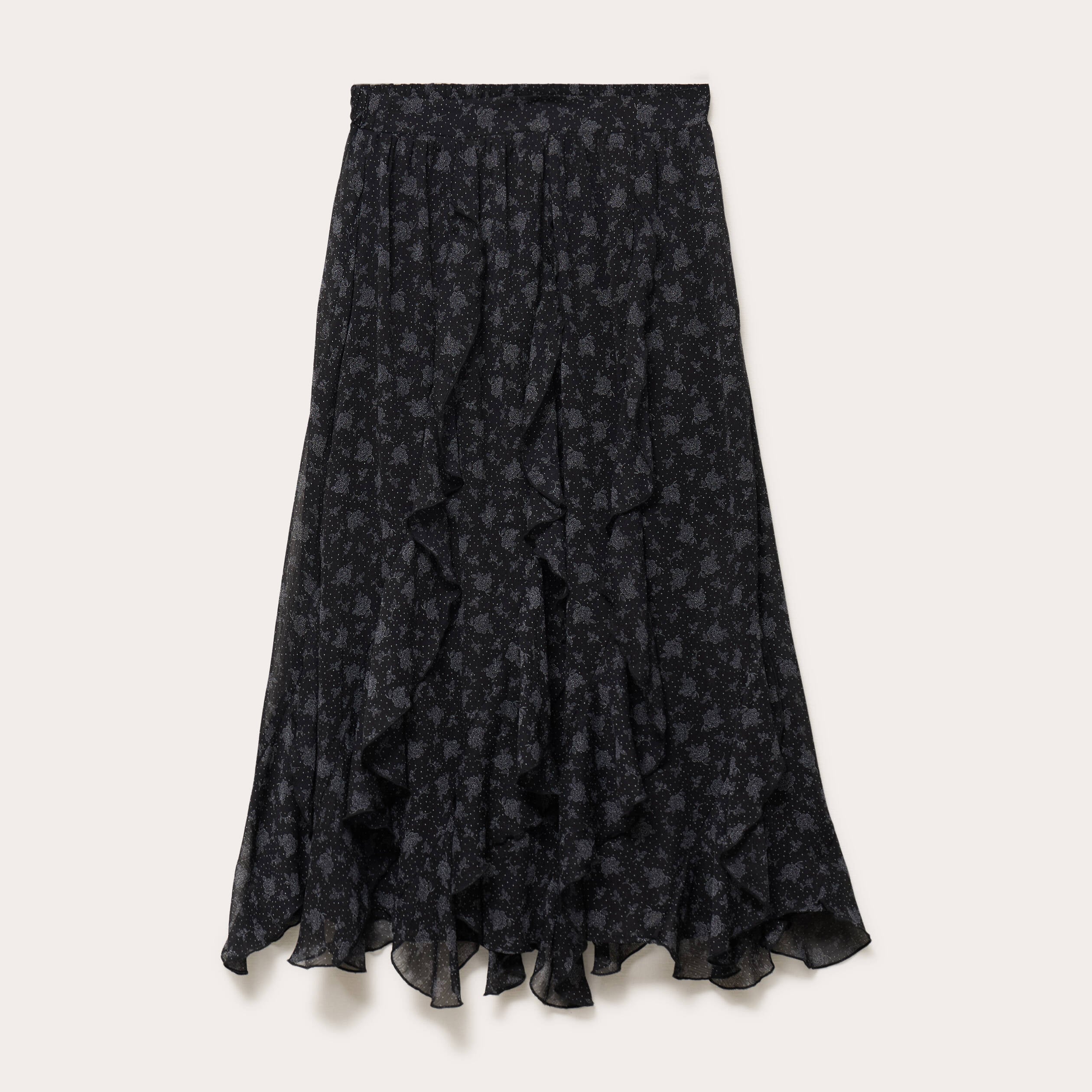 Jupon &eacute;vas&eacute; longueur 3/4 en voile noir femme