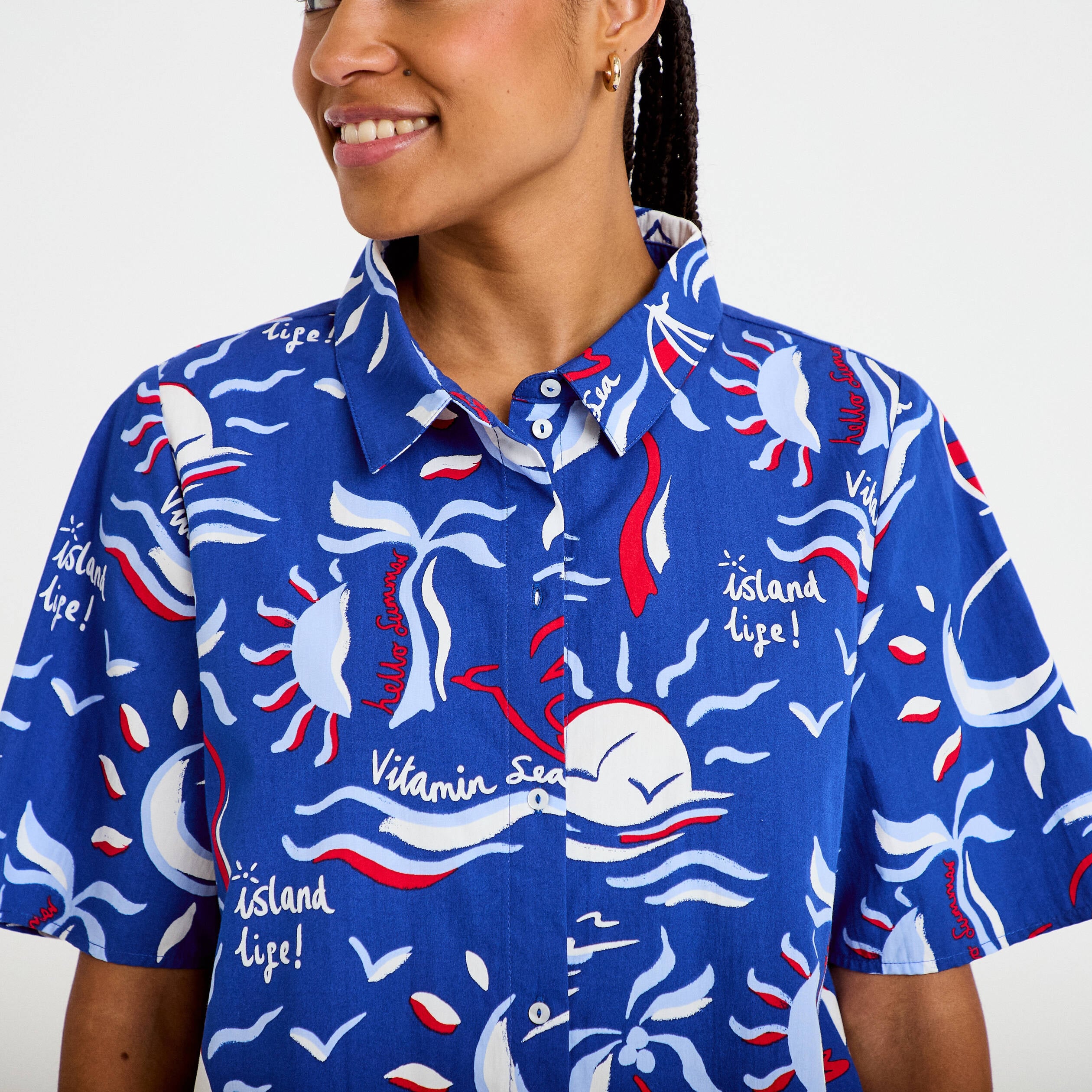 Chemise manches courtes bleu marine femme