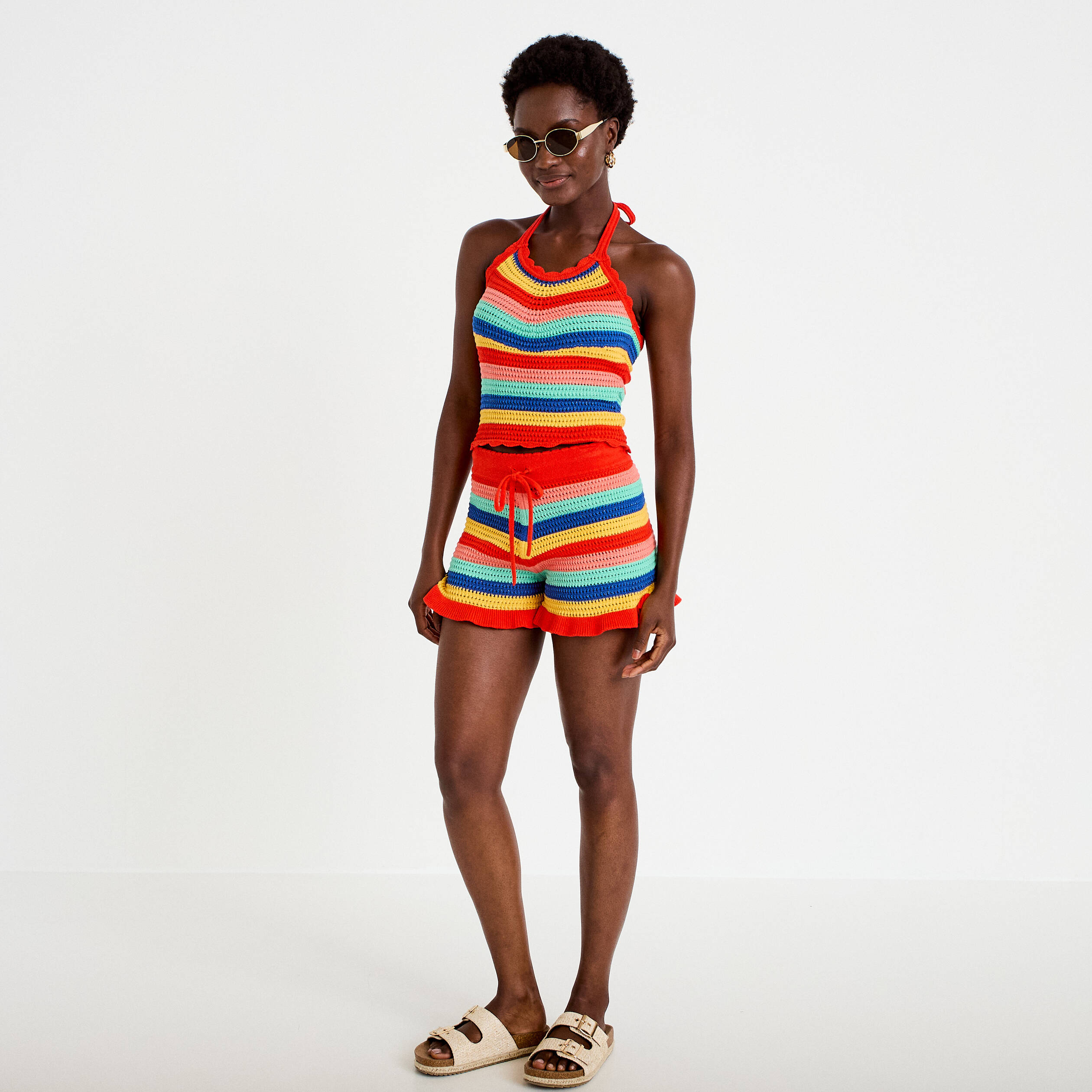 Short crochet rouge femme