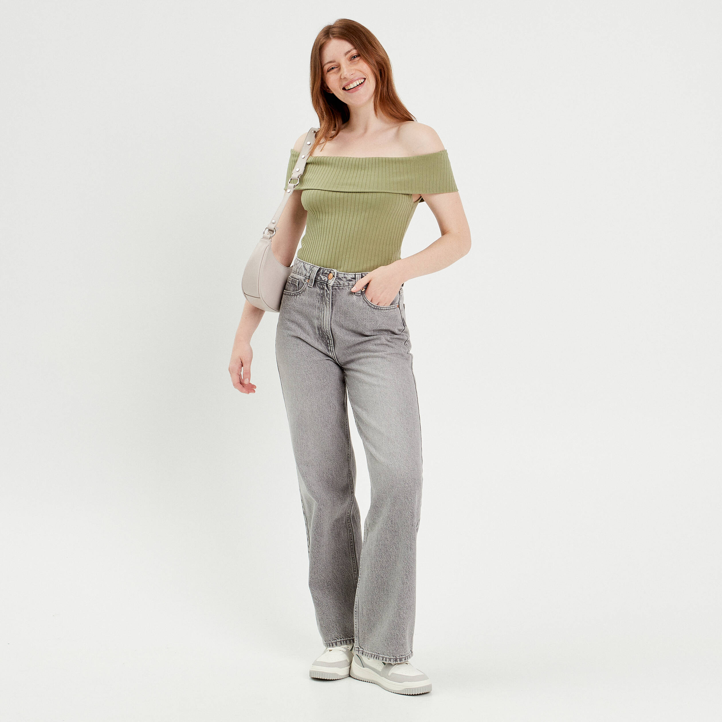 T-shirt manches courtes c&ocirc;tel&eacute; vert kaki femme