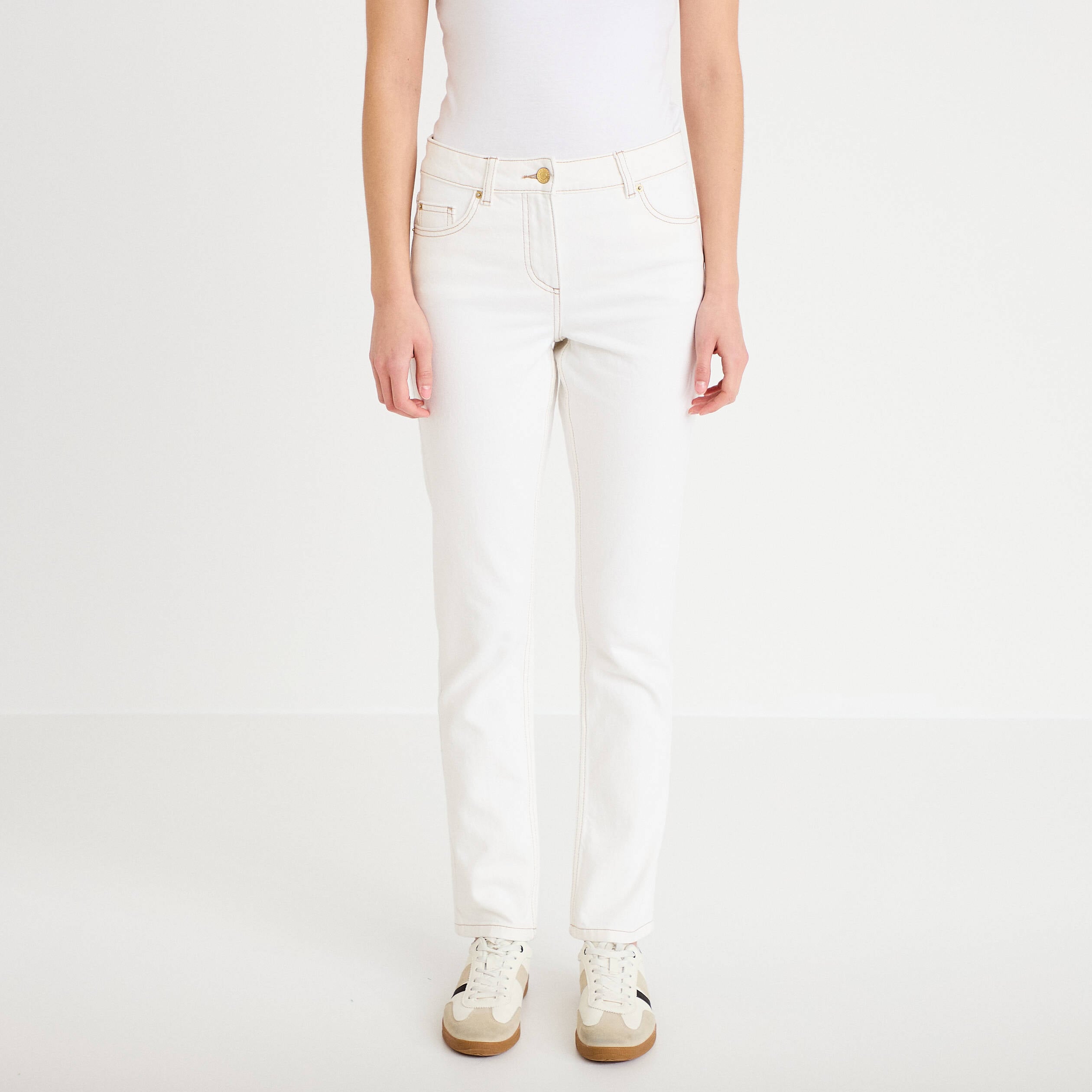 Jean slim taille standard denim blanc femme