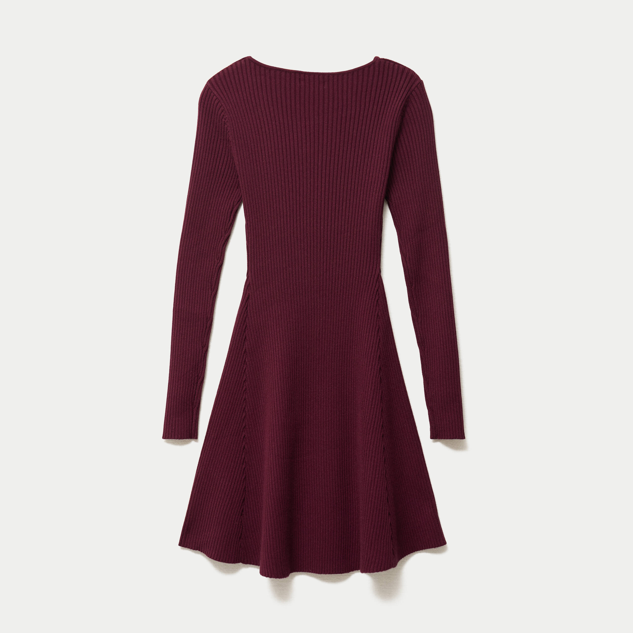 Robe pull patineuse manches longues bordeaux femme