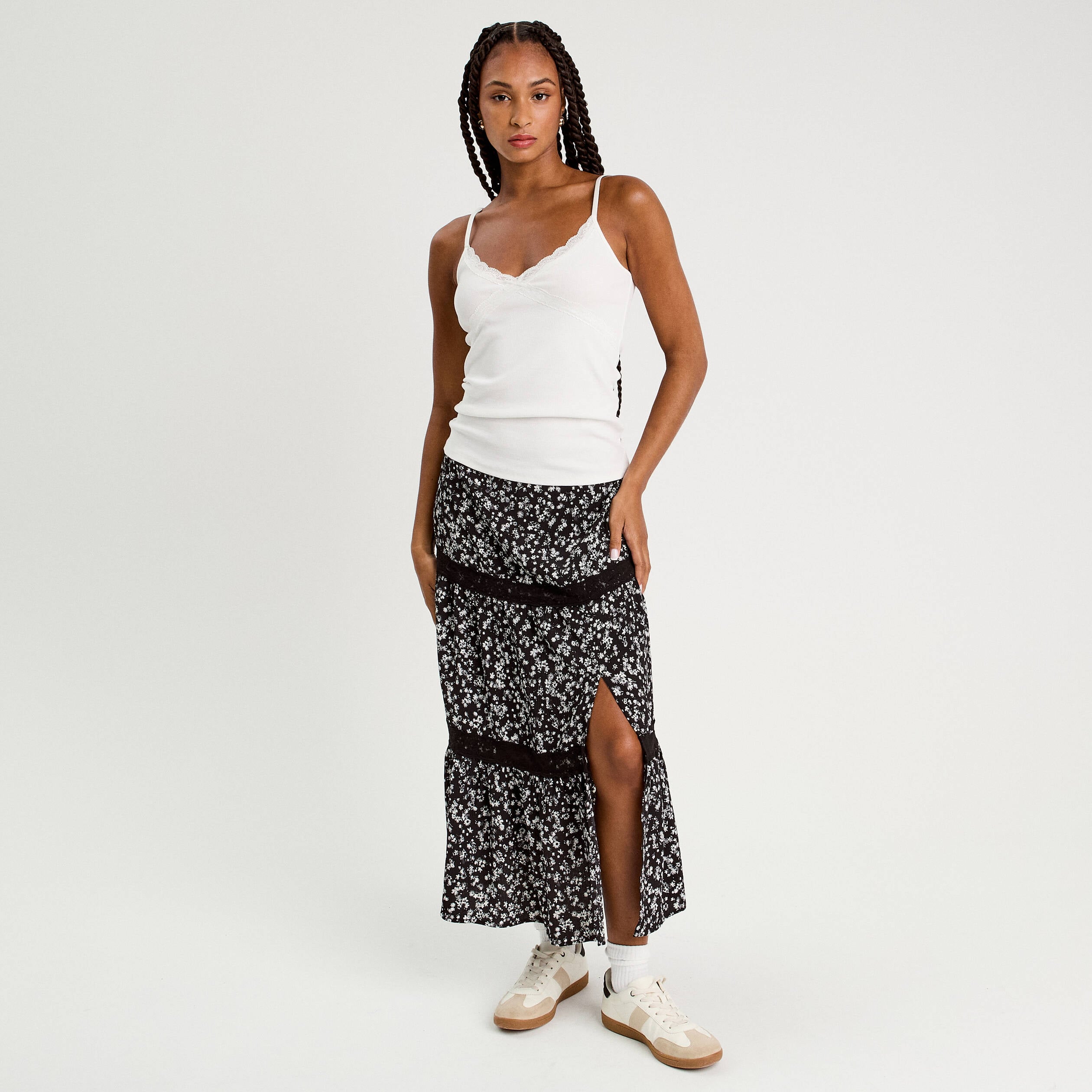 Jupe longue &eacute;vas&eacute;e noir femme