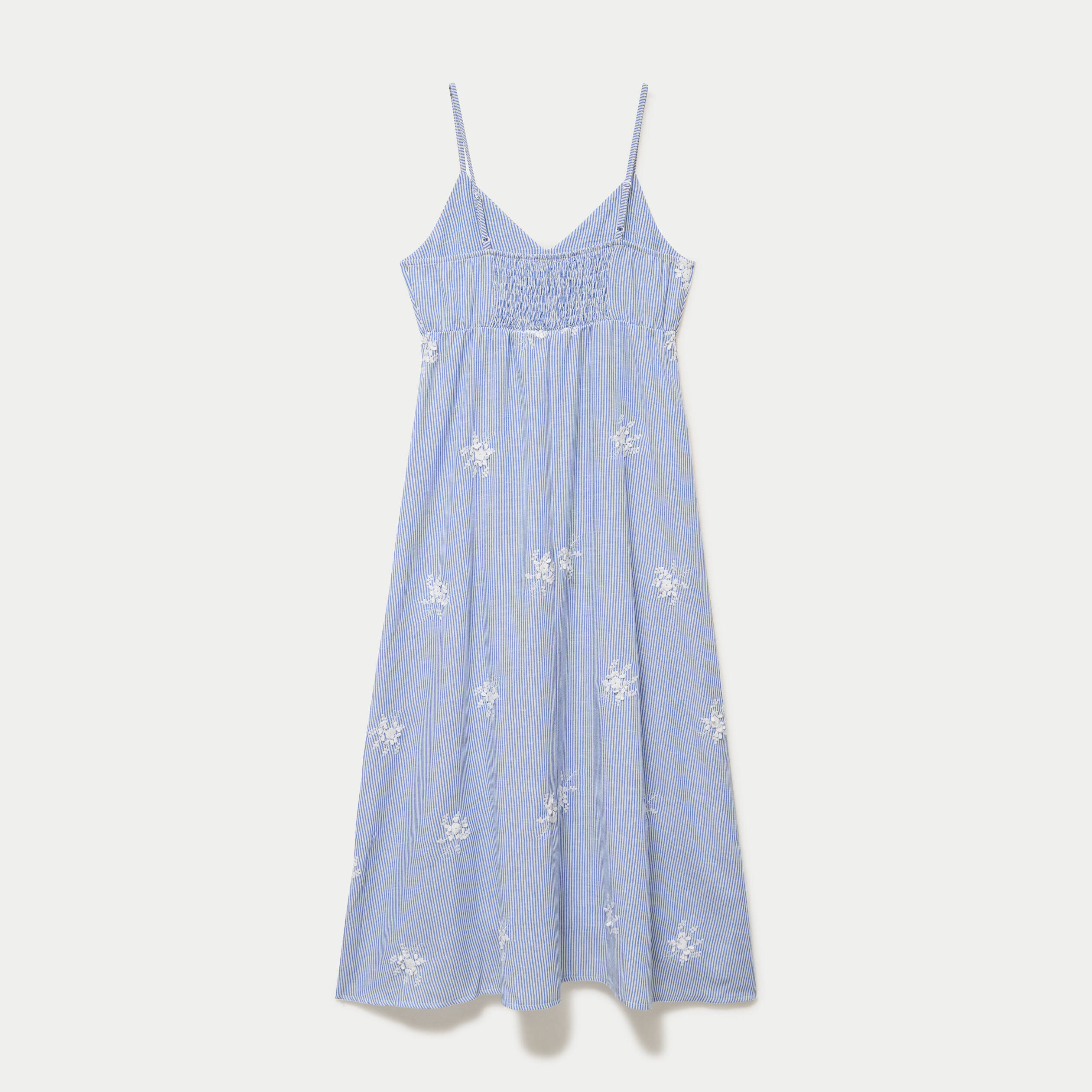 Robe longue &eacute;vas&eacute;e col v bretelles blanc femme