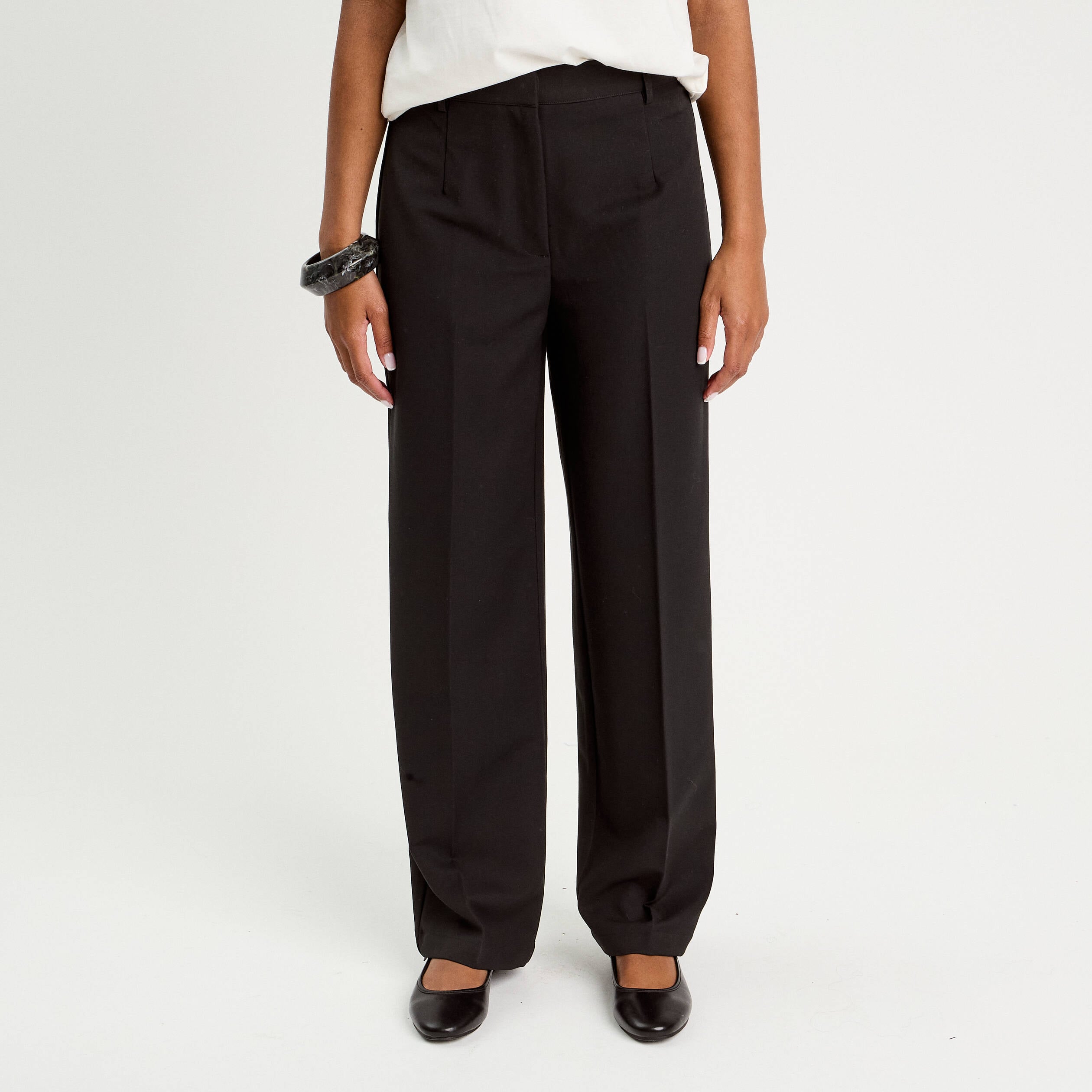Pantalon bootcut taille haute noir femme
