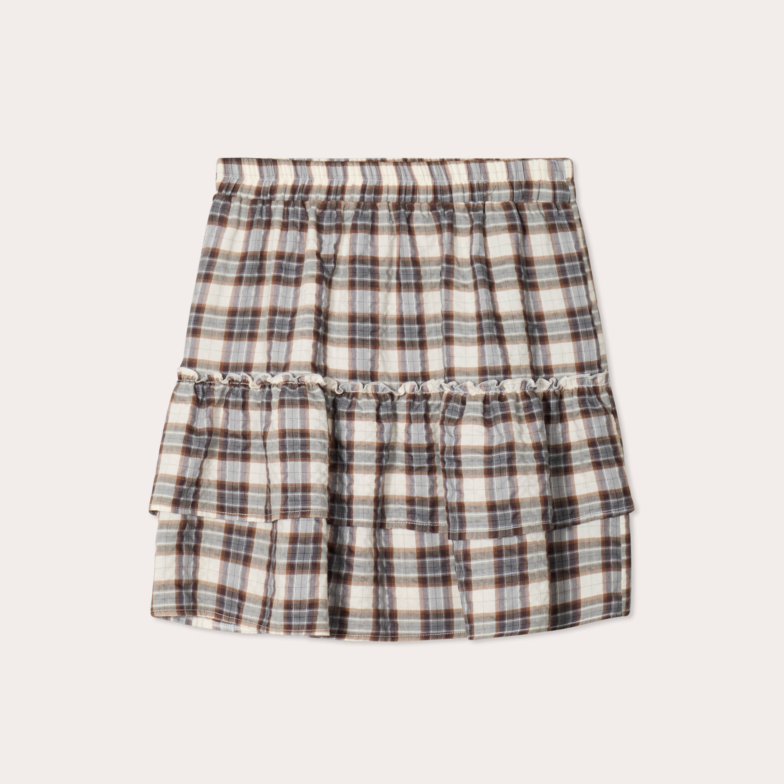 Jupe &eacute;vas&eacute;e avec volants marron fonc&eacute; femme