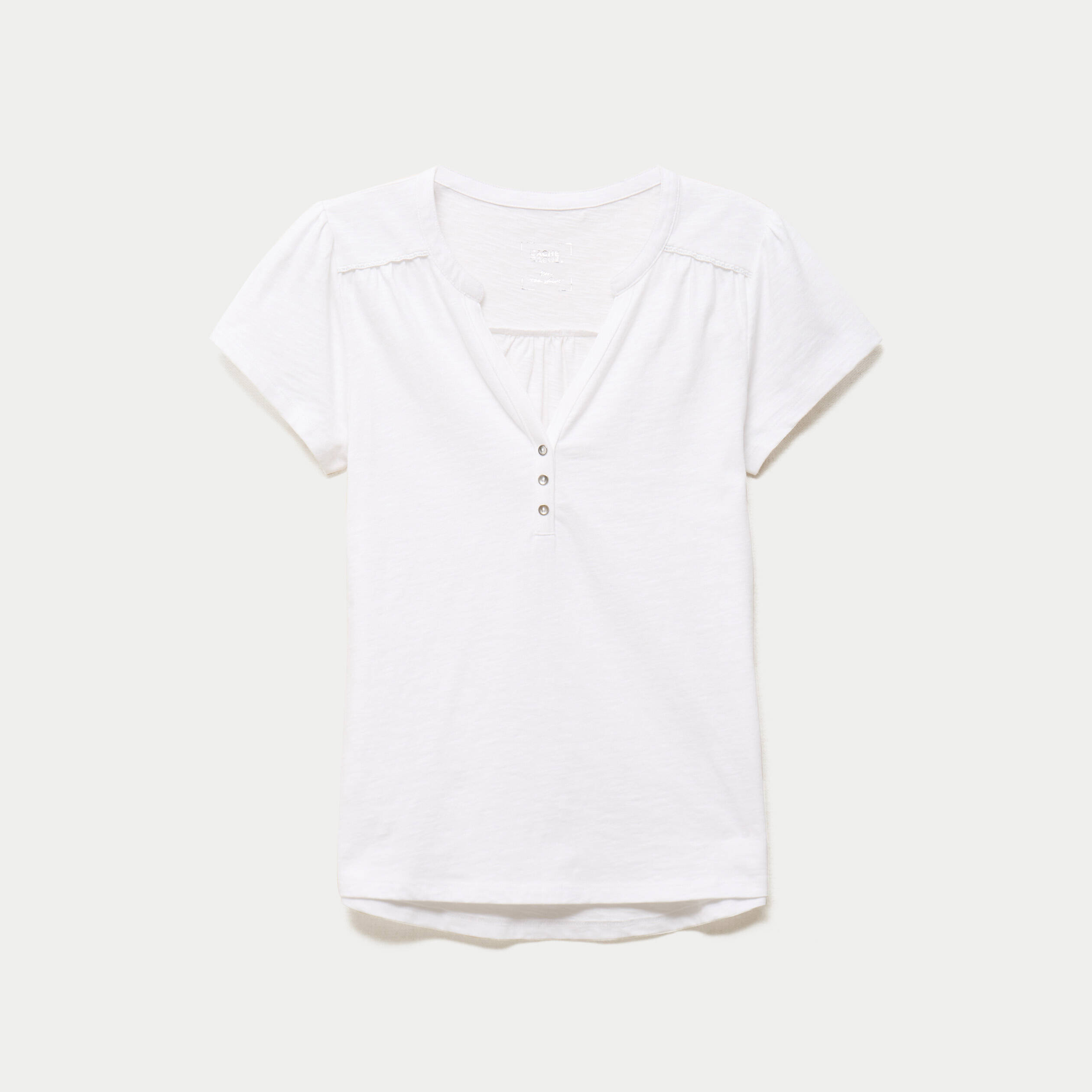 T-shirt boutonn&eacute; sur le devant blanc femme