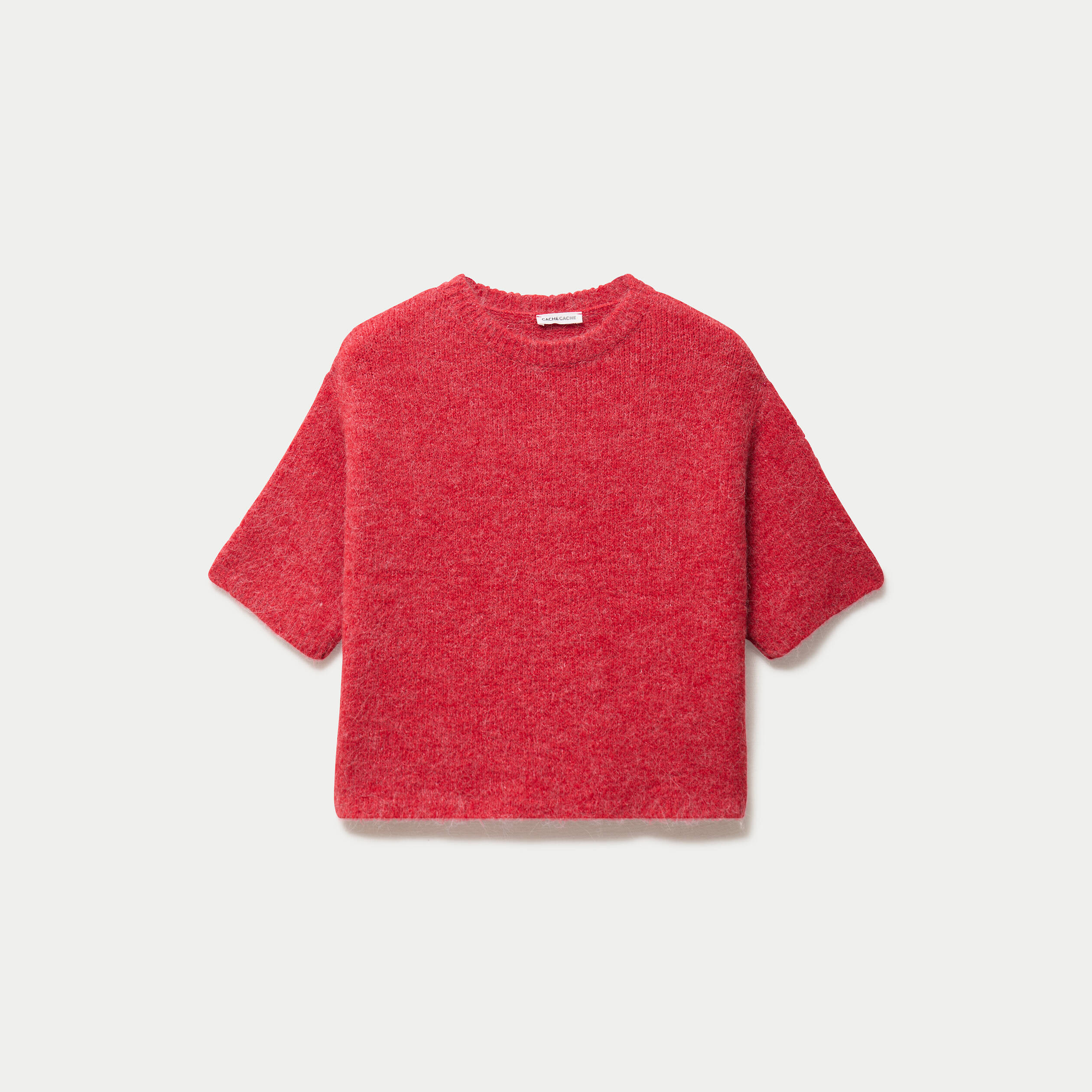 Pull manches courtes rouge femme