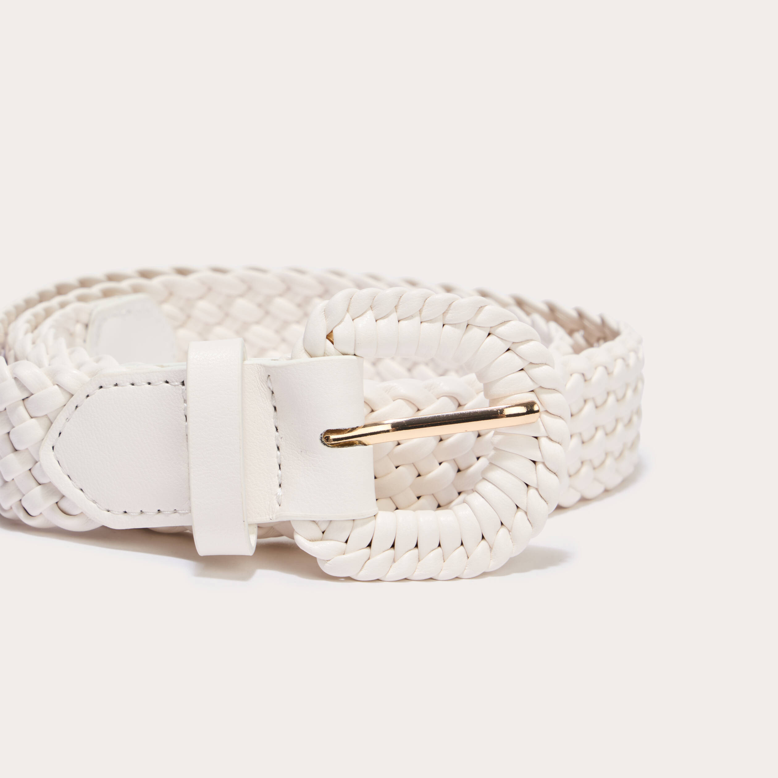 Ceinture large tress&eacute;e chin&eacute;e ecru femme