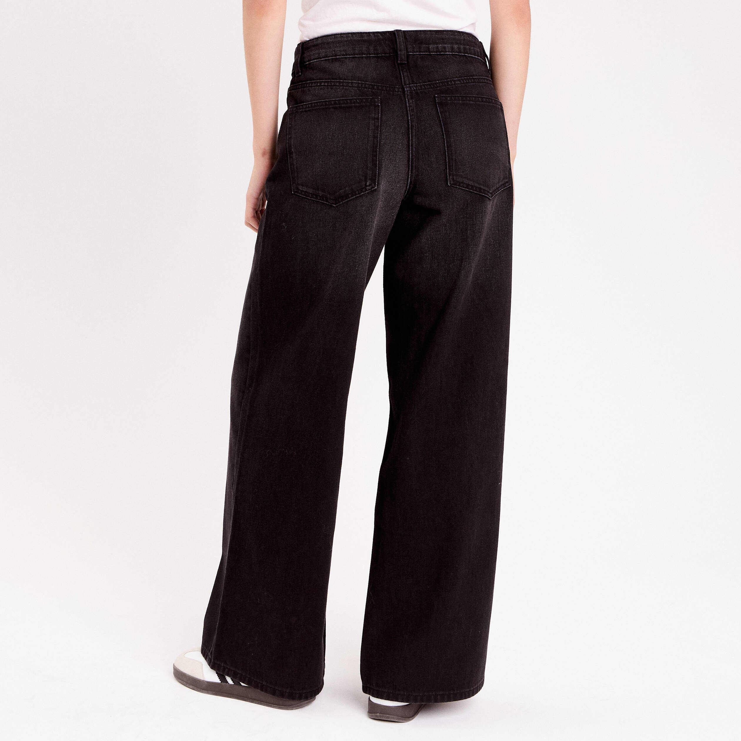 Jean wide leg taille standard denim noir femme