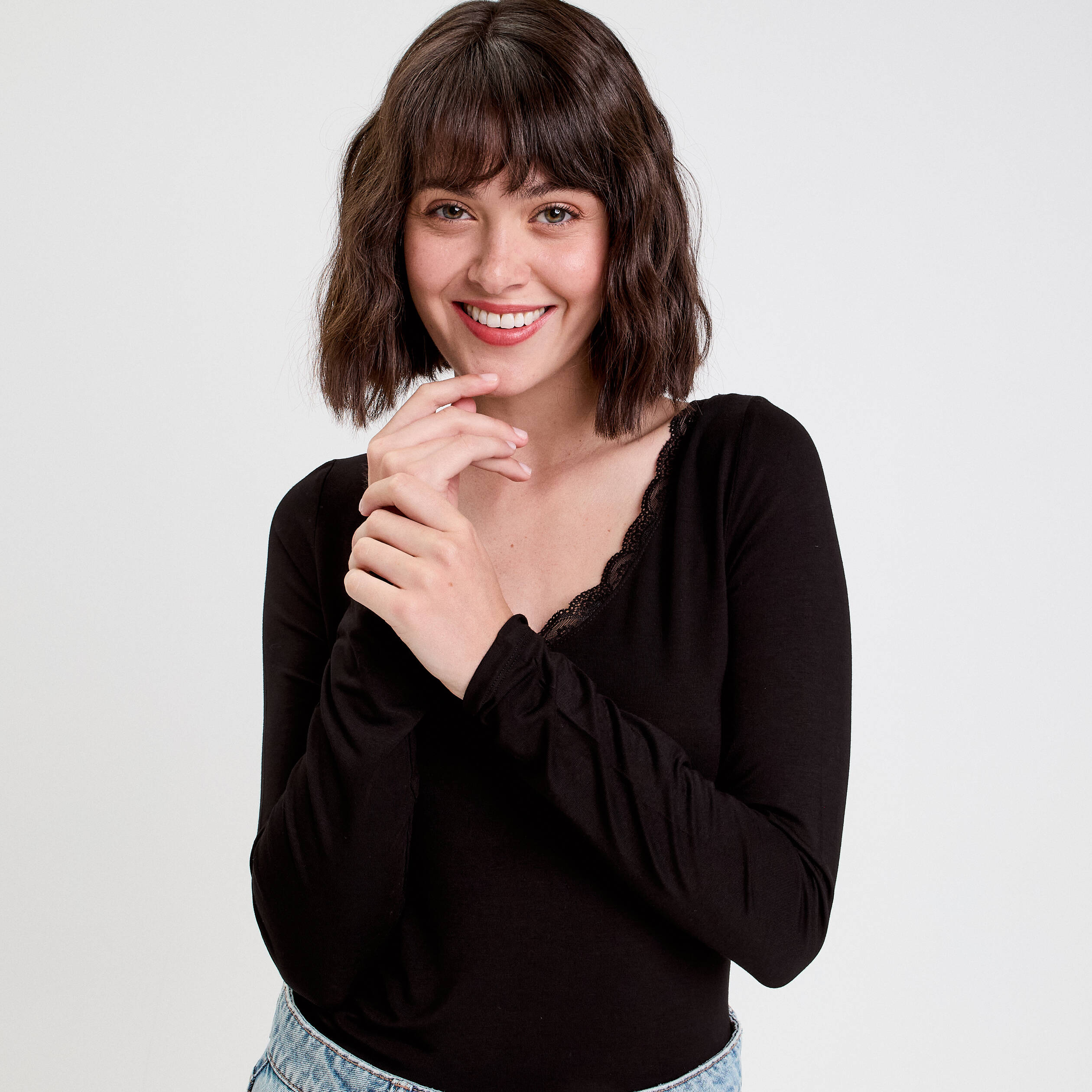 T-shirt manches longues noir femme