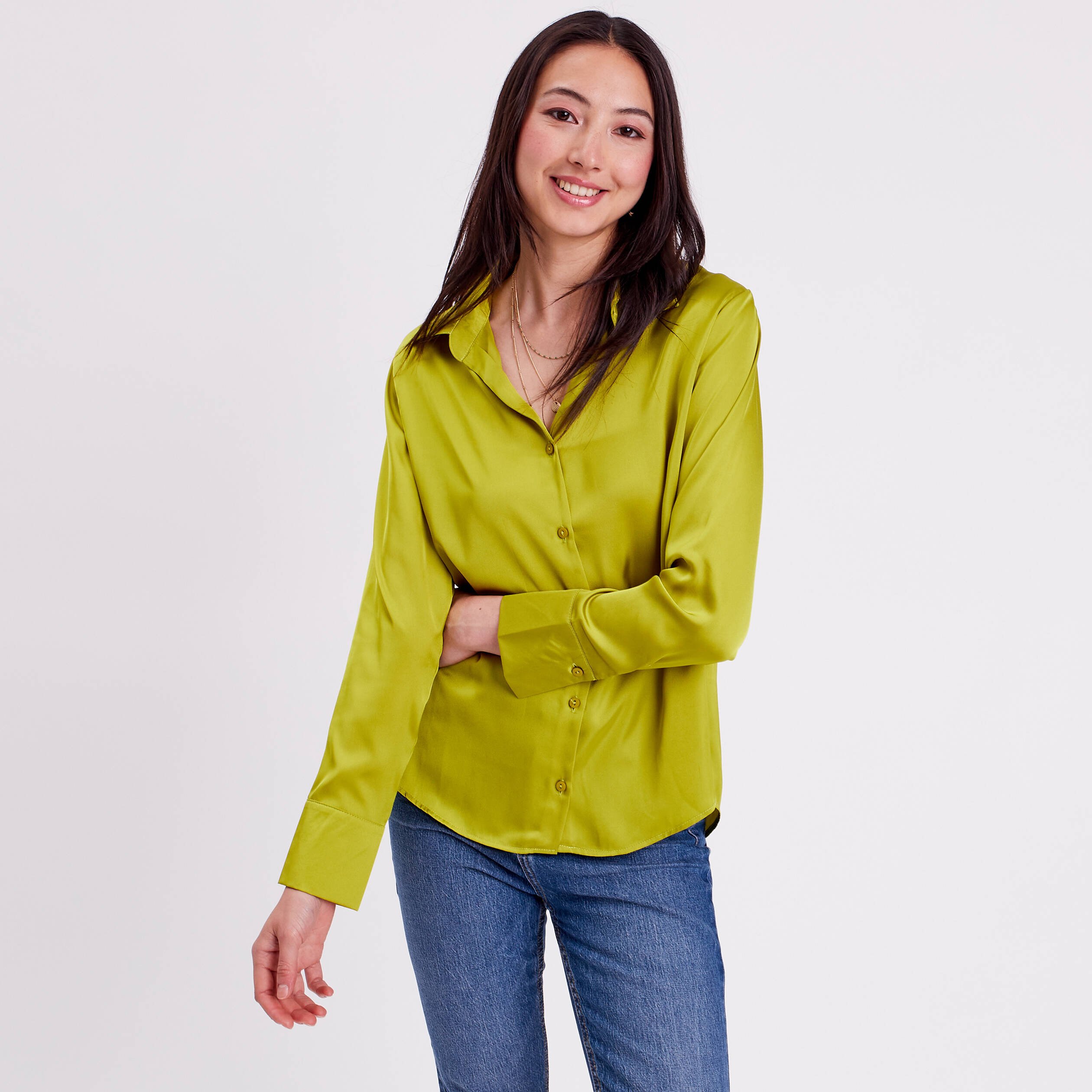 Chemise Femme LOSAN Manches Longues Imprimée Olive - Taille S - Neuve Avec étiquettes