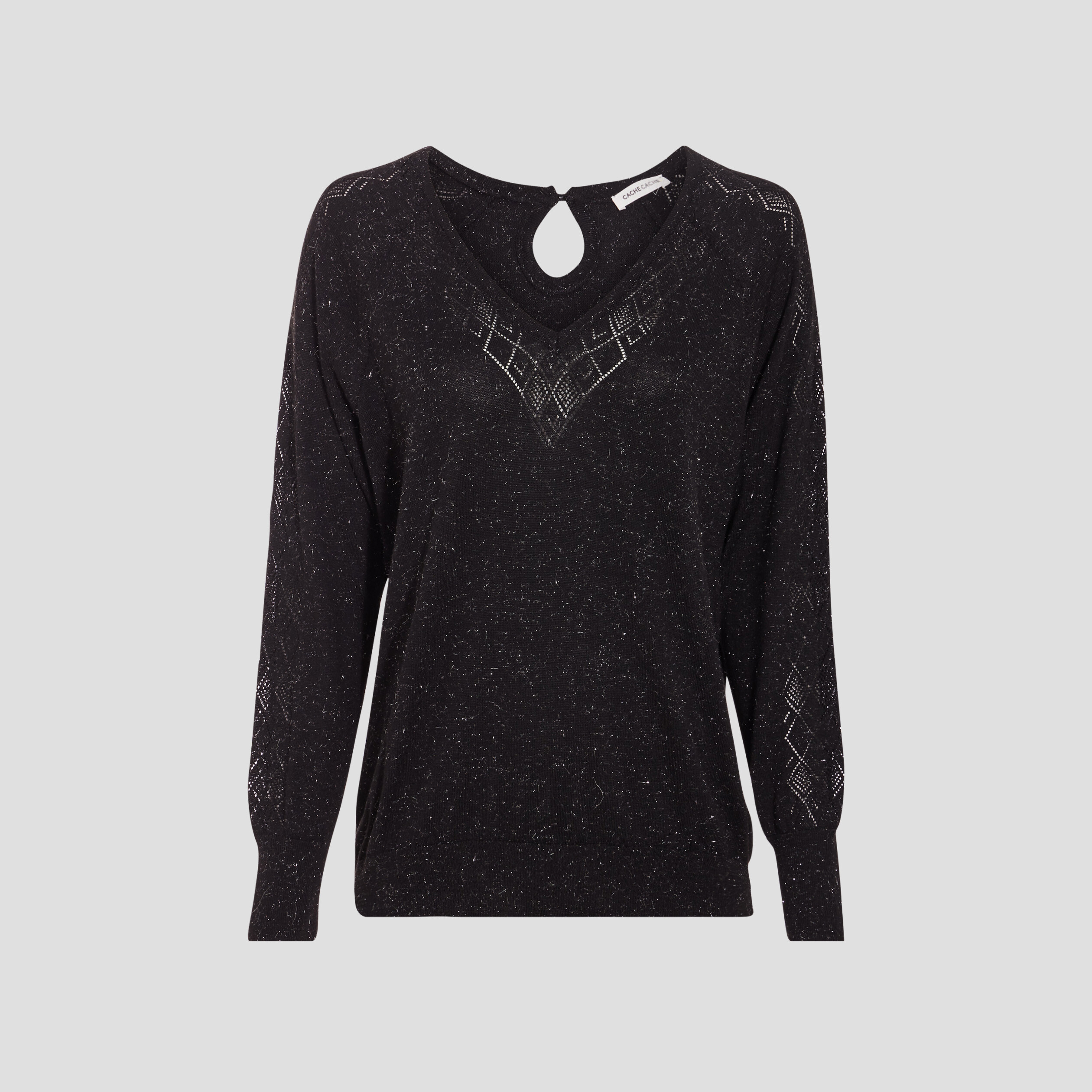 T-shirt Femme Springfield Col V Brodé - Coton, Coupe Ajustée, Style Urbain Décontracté