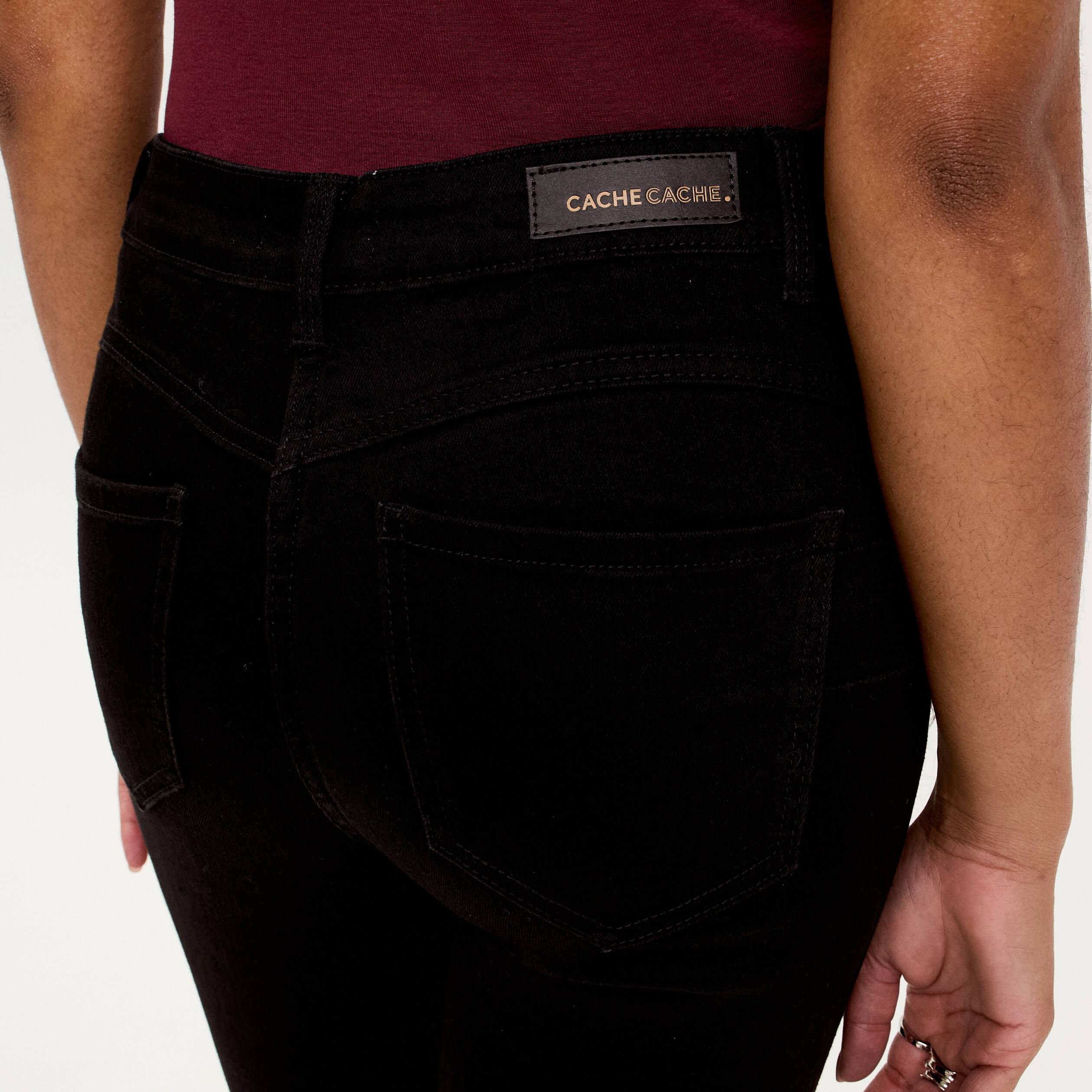 Jean skinny push-up taille standard denim noir femme
