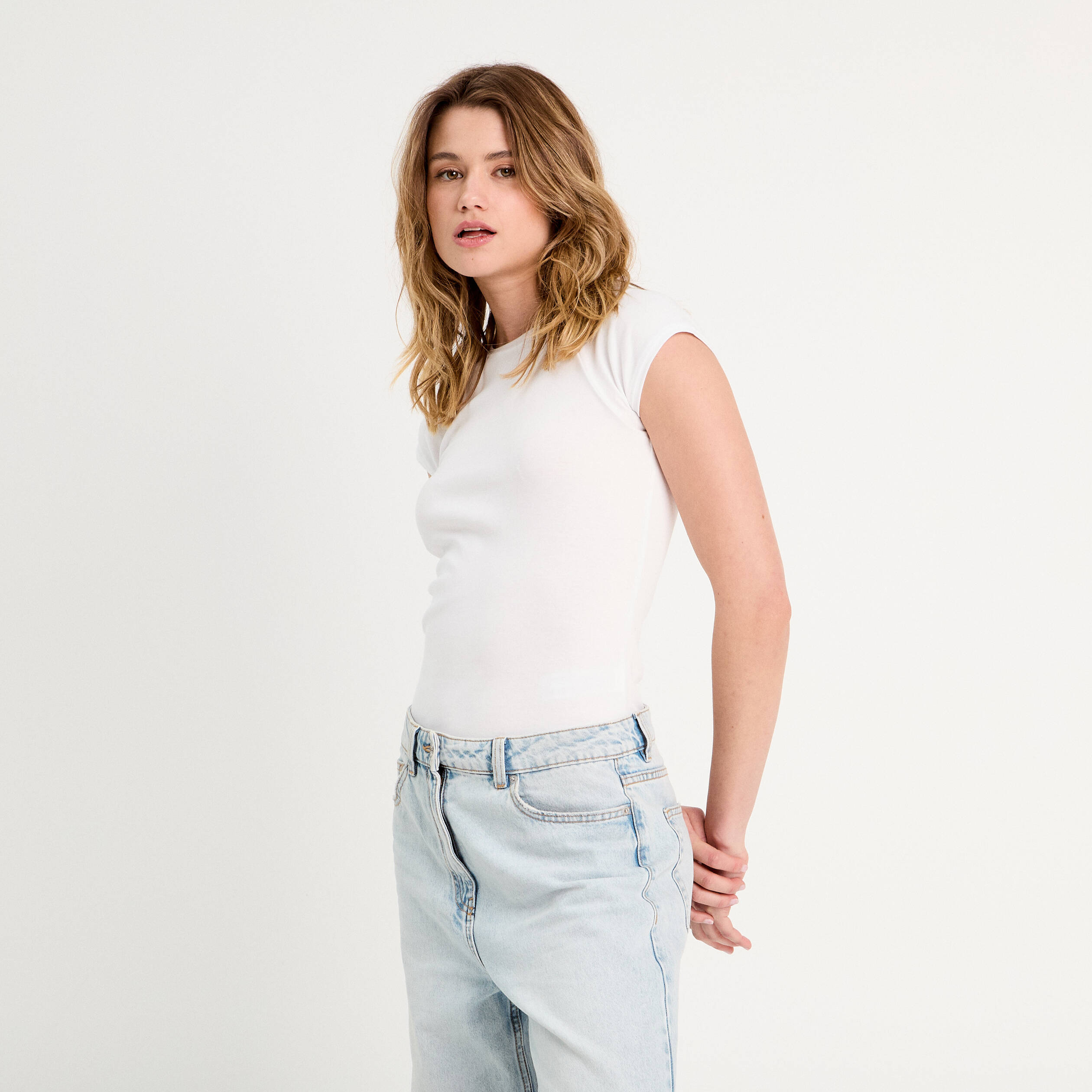T-shirt manches courtes blanc femme