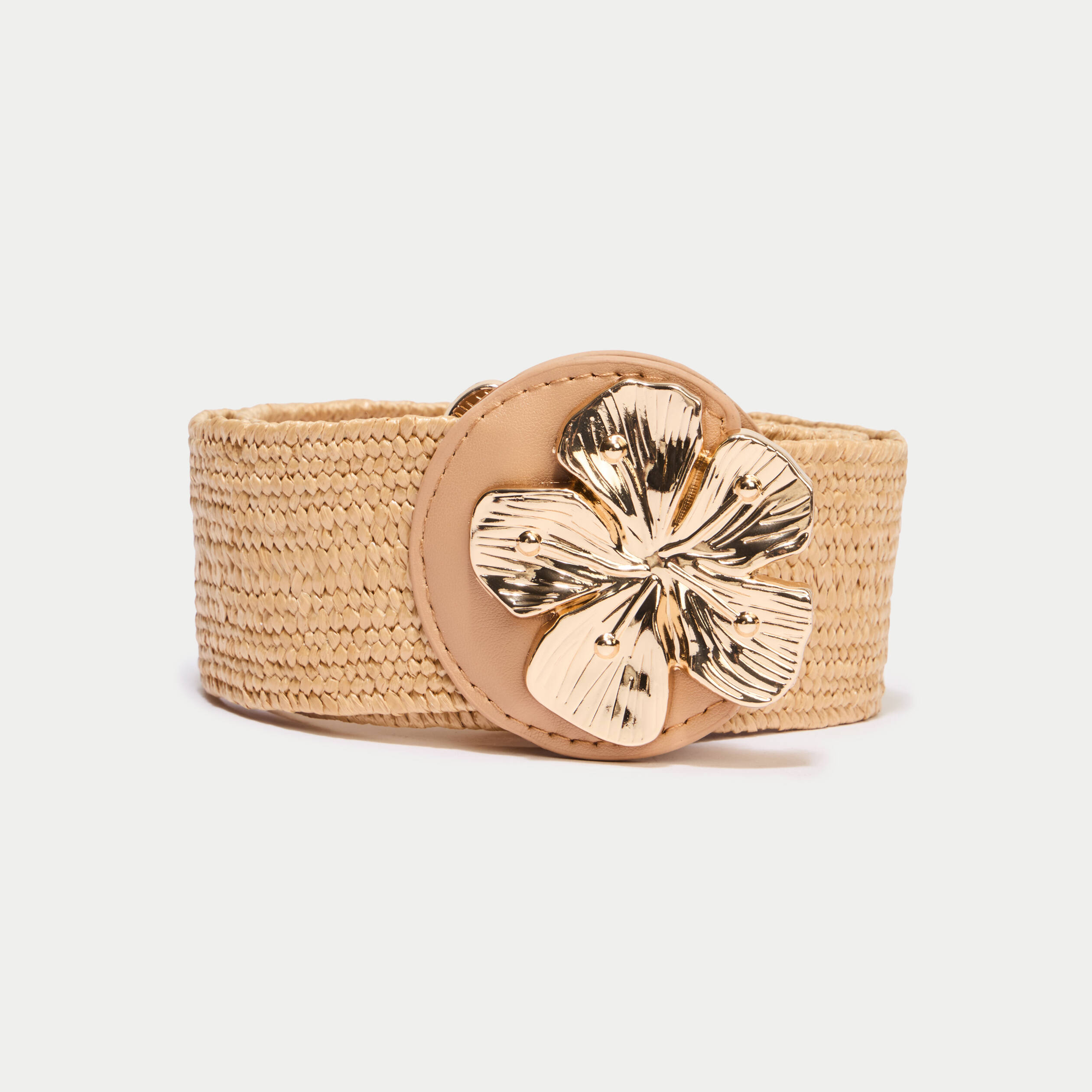 Ceinture large chin&eacute;e ecru femme