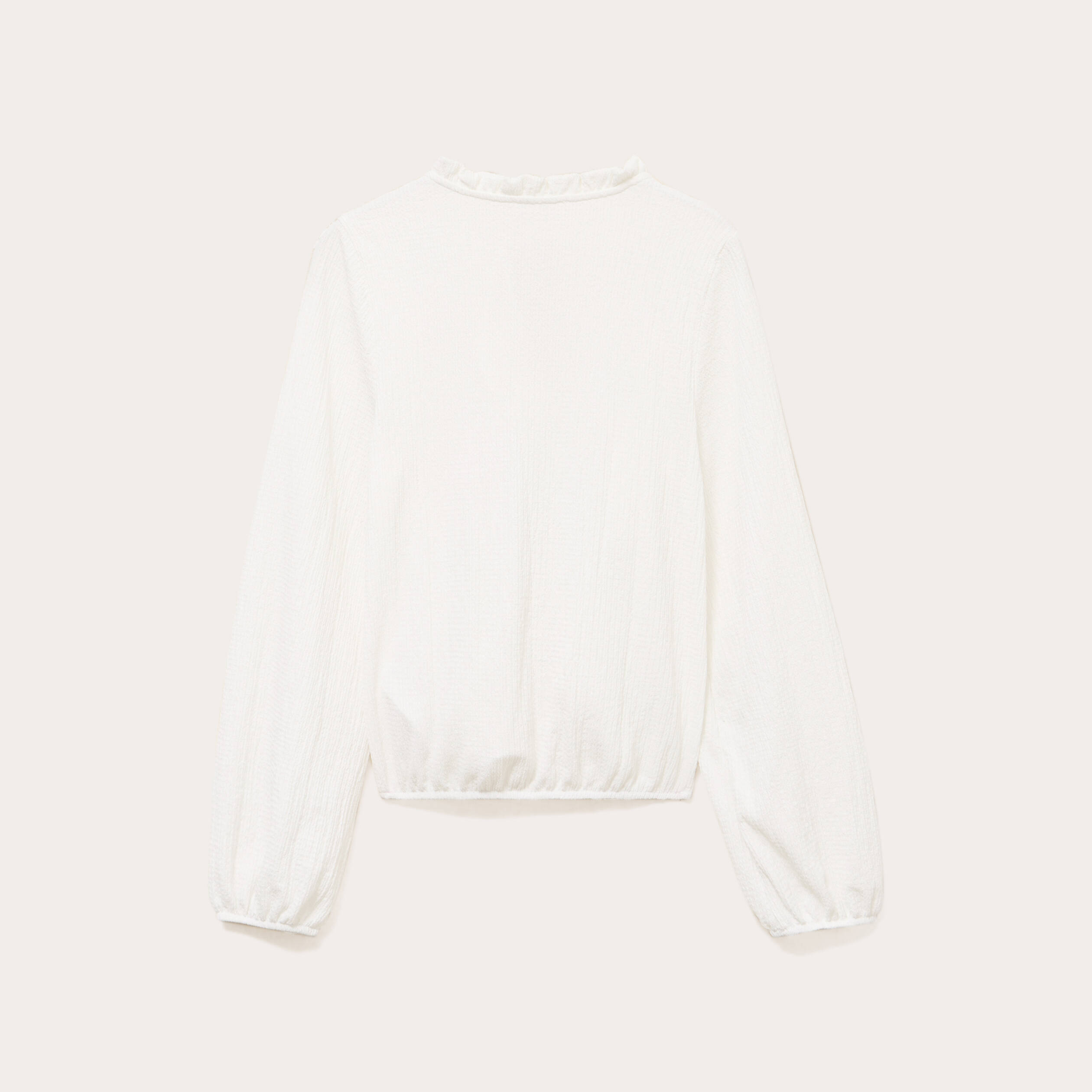 Blouse col mao bas resserr&eacute; dentelle ecru femme
